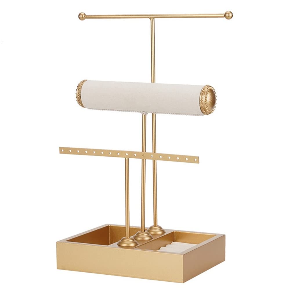 3-Tier Jewelry Organizer Stand - Necklace Bracelet Holder with Ring Tray, Travel Jewelry Storage Display Tower (20x15x36cm) - Perfect for Bedroom Vanity, Closet Organization & Travel Accessories