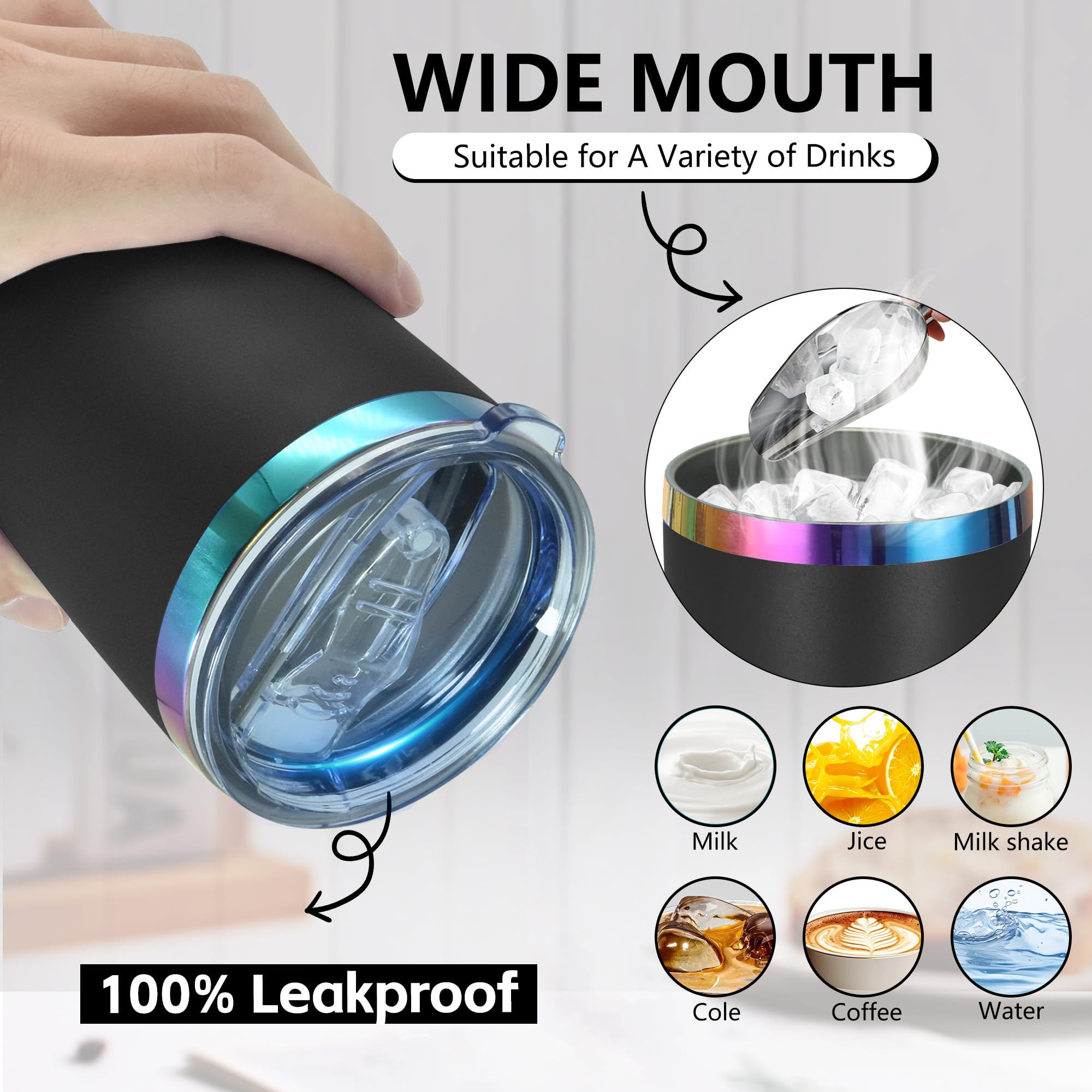 20oz Stainless Steel Vacuum Insulated Tumbler with Lid & Straw - Double Wall Insulated Coffee Cup for Hot & Cold Drinks - Leakproof Travel Mug for Office, Gym, Camping & Outdoor Activities
