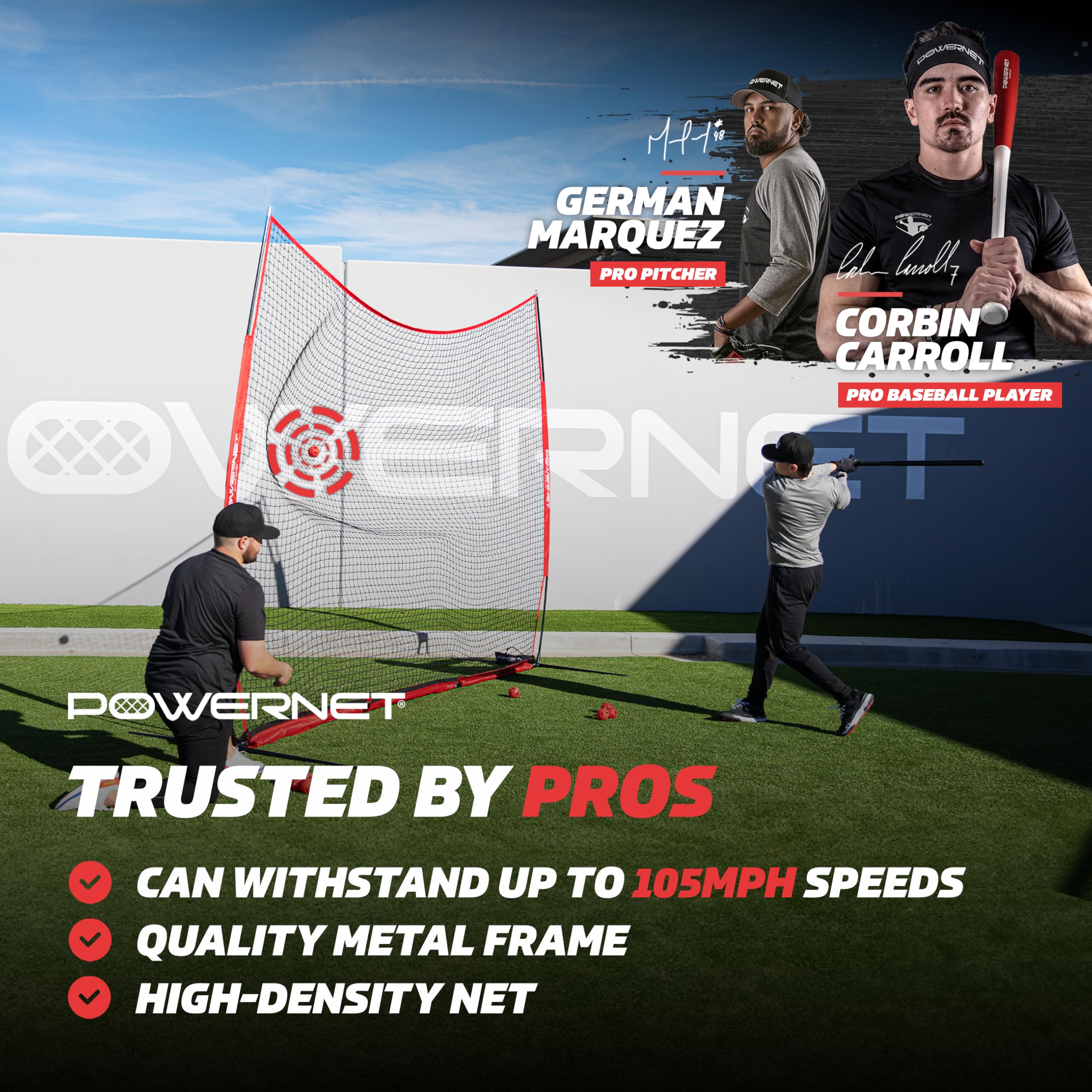 PowerNet Portable Sports Rebounder Net for Basketball, Volleyball, Soccer, Baseball, Softball & Lacrosse | Indoor/Outdoor Safety Backstop for Backyard, Garage & Driveway | Perfect for Training, Practice & Game Protection