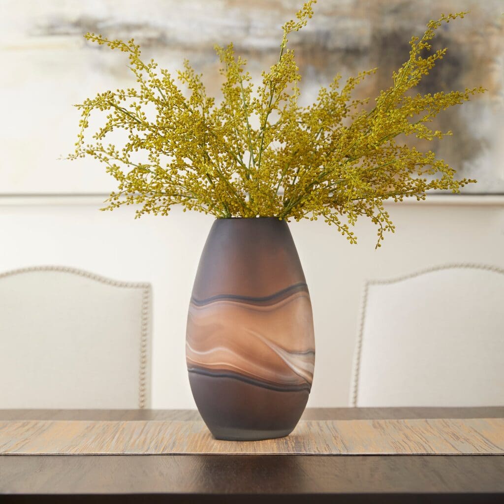 Cyan Design 10480 Nina Vase - Amber Swirl Medium Glass Vase for Home Decor, Wedding Centerpiece & Floral Arrangements
