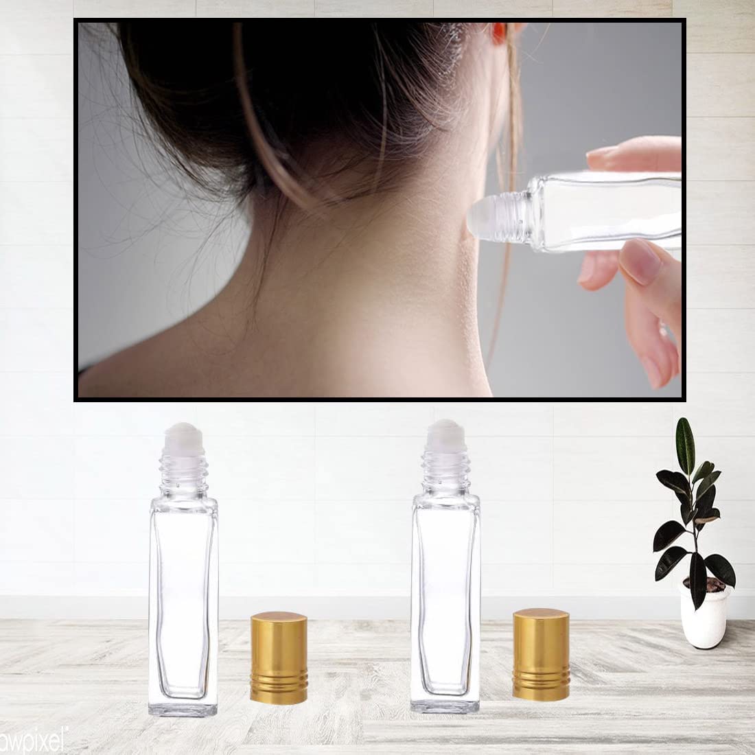 6-Pack 10ml Clear Glass Roller Ball Bottles - Refillable Essential Oil Roller Bottles for DIY Perfume, Fragrance, Lip Balm & Travel (BPA-Free, Leak-Proof) - Perfect for Aromatherapy, Skincare & Gift Making