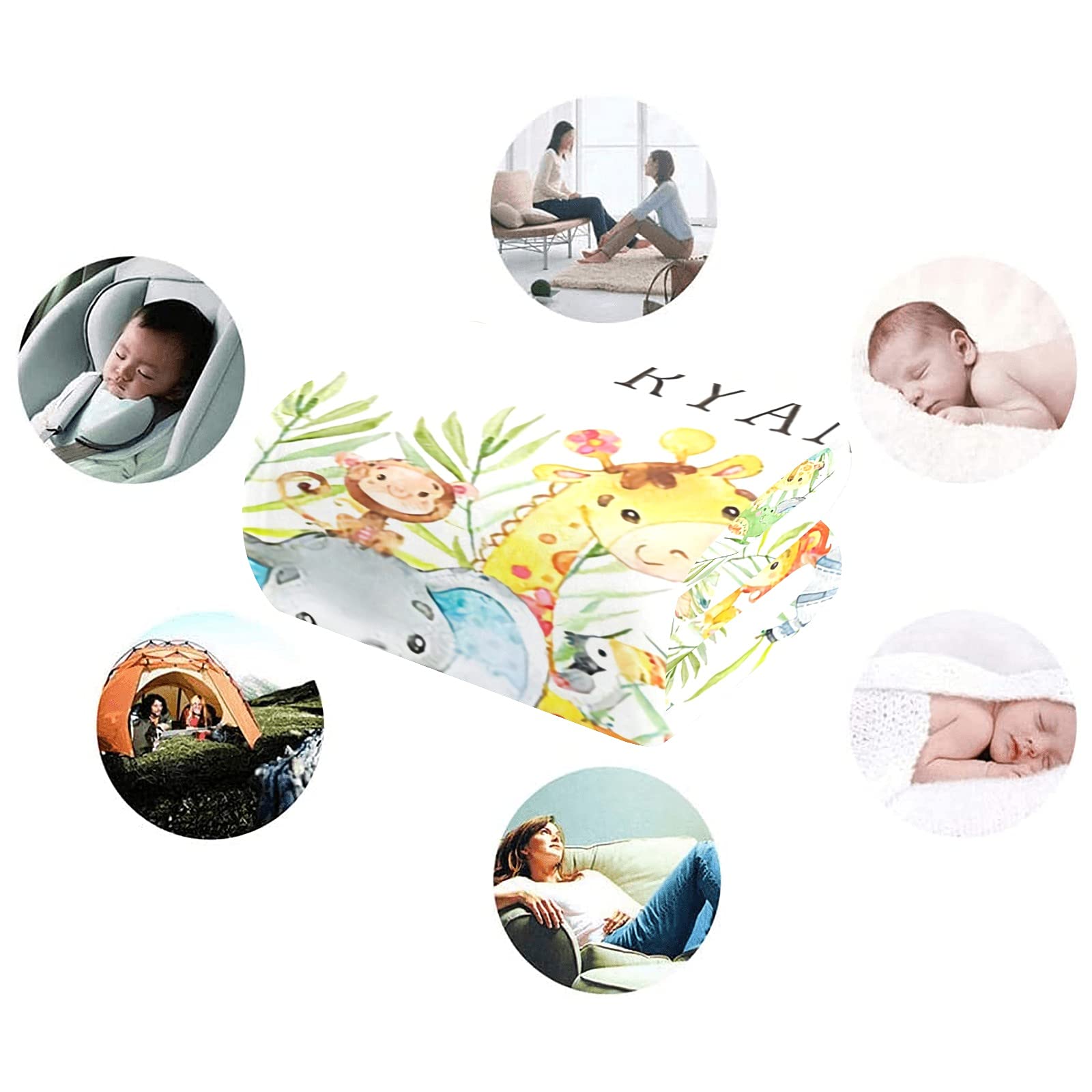 Personalized Baby Blanket with Name & Animals - Custom Soft Blankets for Newborns | Perfect Baby Shower Gift for Boys & Girls | Nursery Decor & Neutral Baby Essentials | Ideal for Cuddling, Swaddling & Photo Props
