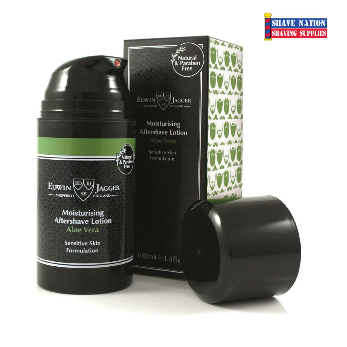 Edwin Jagger Aloe Vera Moisturizing Aftershave Lotion for Men - Soothes & Hydrates Skin After Shaving - Perfect for Sensitive Skin & Daily Post-Shave Care