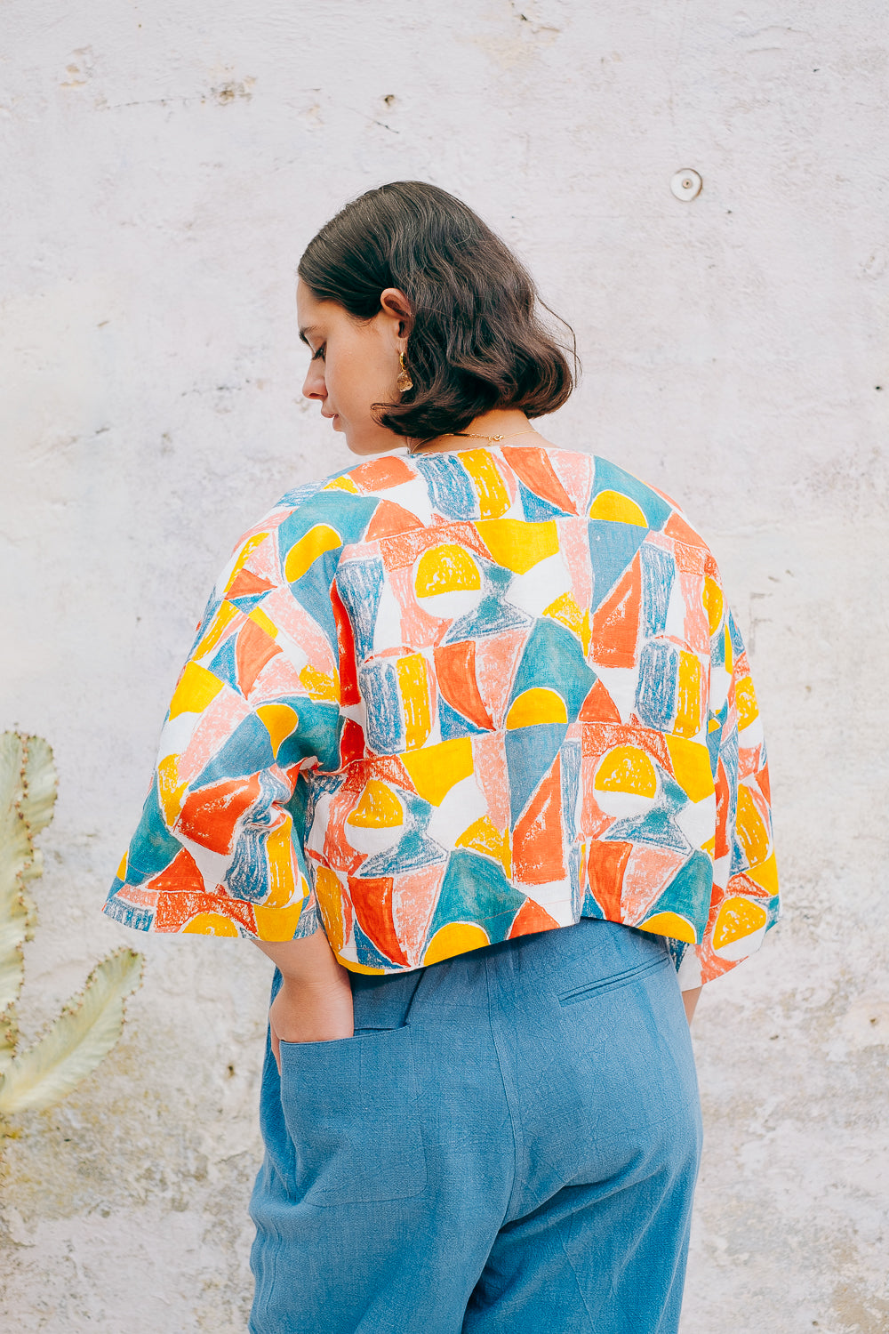 Lowie Margot Print Linen Jacket for Women - Lightweight Summer Blazer with Floral Design - Perfect for Office, Travel and Casual Outfits