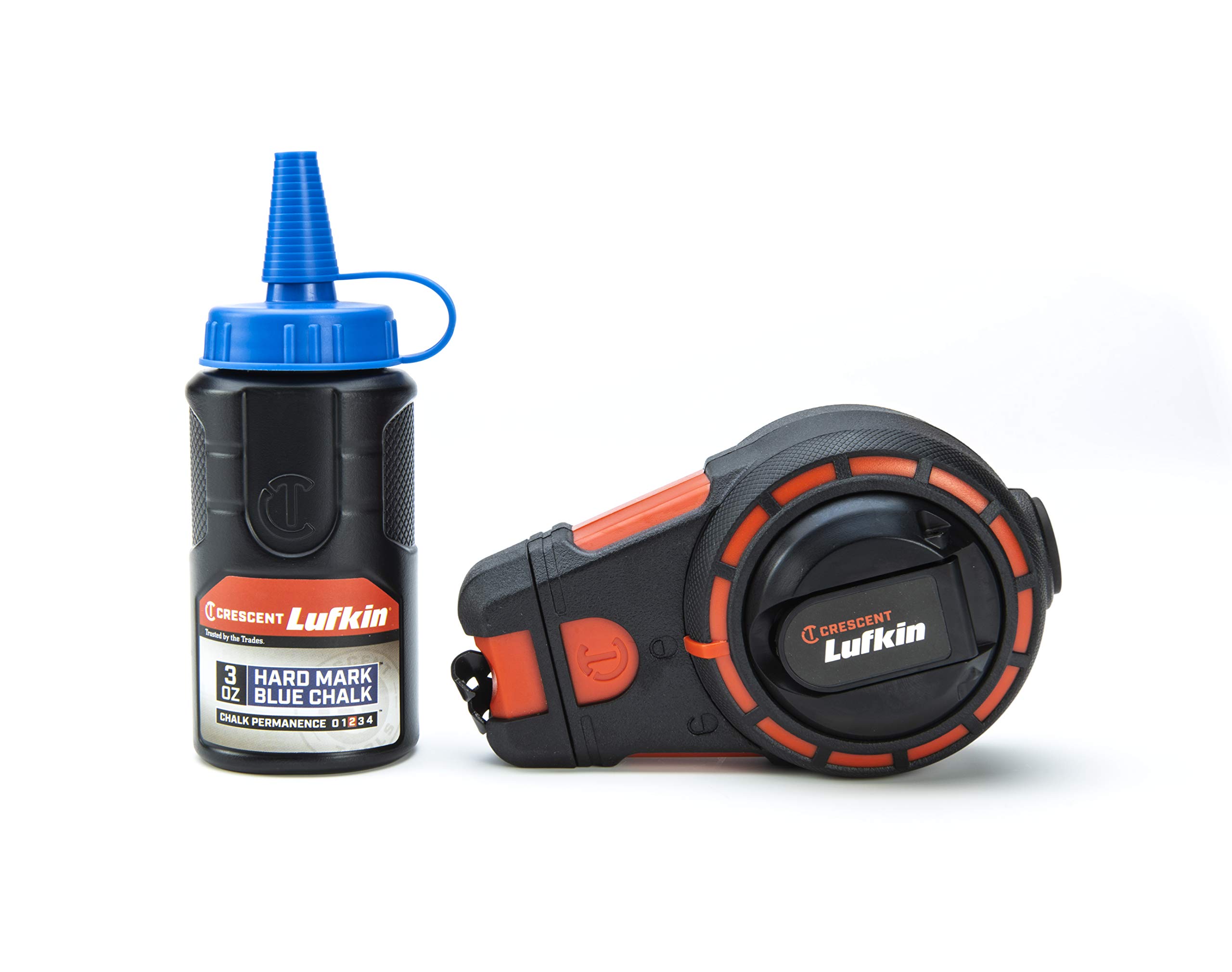 Crescent Lufkin 100-Foot Professional Contractor Chalk Reel with HardMark Blue Chalk - Heavy Duty Measuring Tool for Construction, Carpentry & DIY Projects - CL100BA