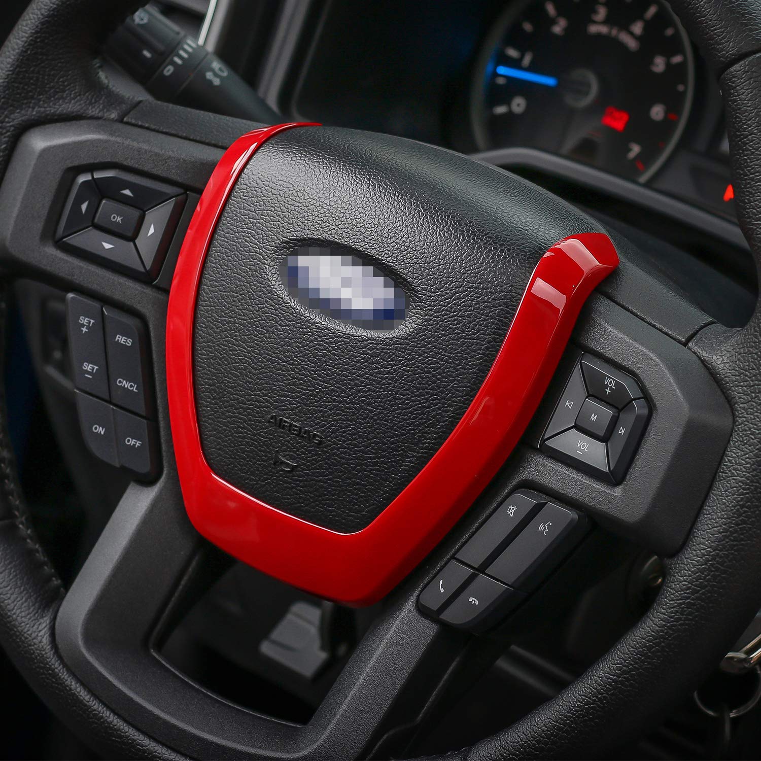 Premium Red Leather Steering Wheel Cover for Ford F150 2015-2020 - Custom Fit Interior Trim Accessory for Comfort & Style - Perfect for Daily Commute & Road Trips