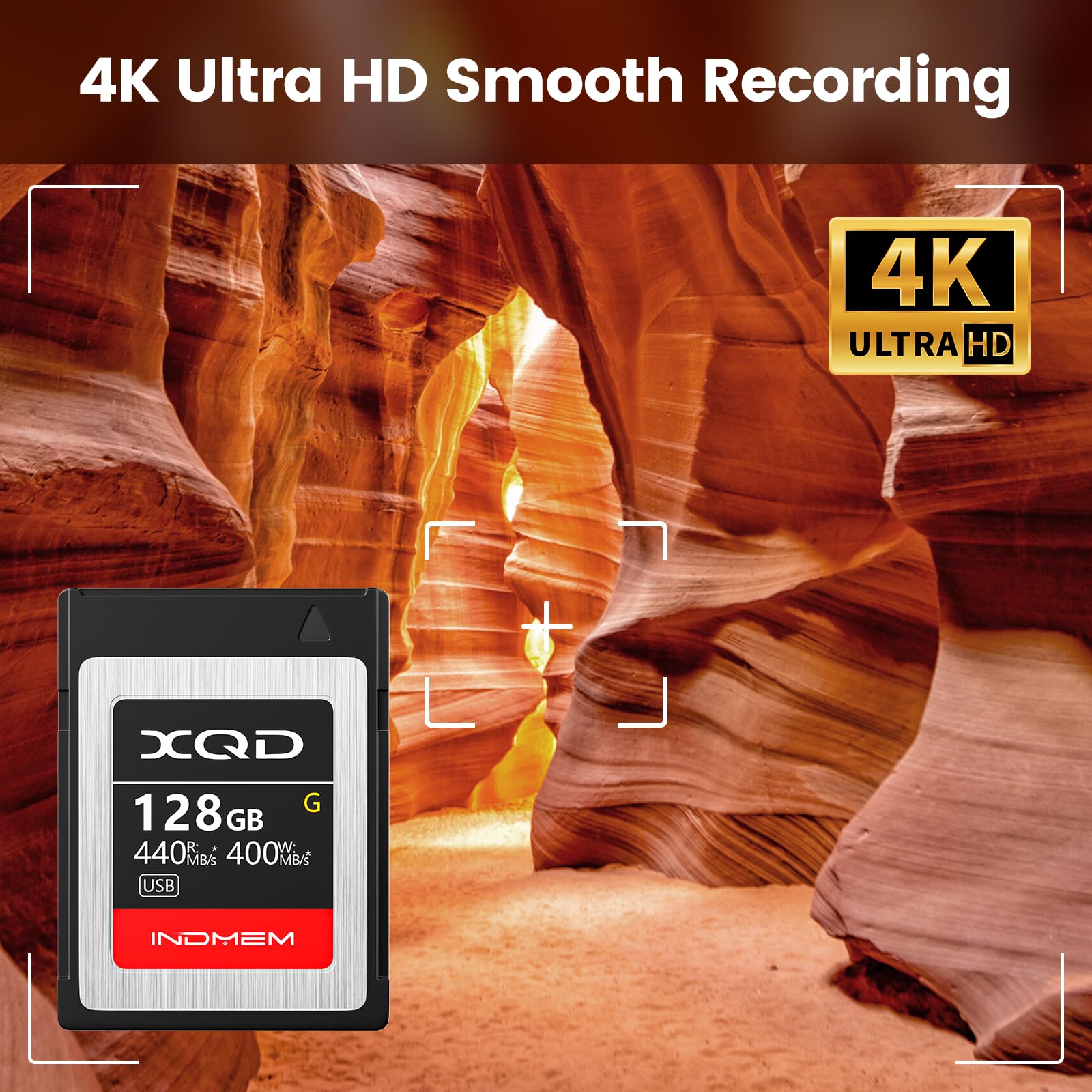 INDMEM 128GB XQD Card 5x TOUGH MLC XQD Flash Memory Card - High Speed G Series (440MB/s Read, 400MB/s Write) - Perfect for Professional Photography, 4K Video Recording & High-Performance Cameras