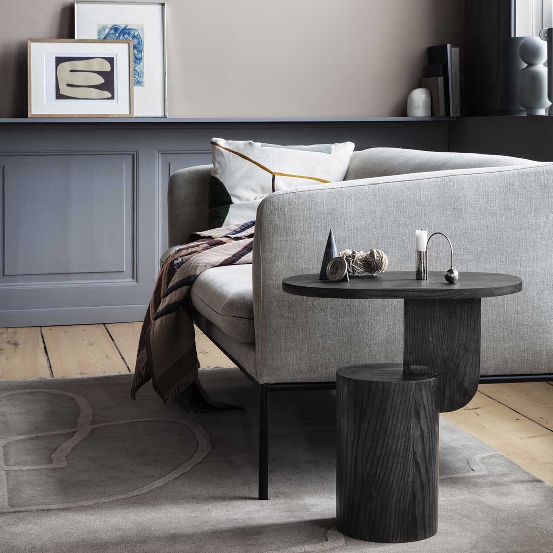 FERM LIVING Insert Side Table - Black Stained Oak Wood Nightstand for Bedroom, Living Room & Office | Modern End Table with Storage Shelf