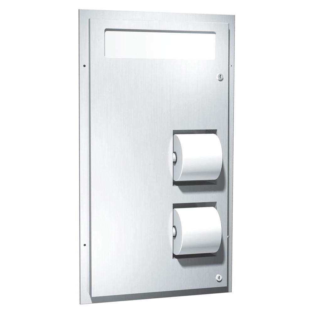 ASI 0484 R Dual Access Toilet Paper & Seat Cover Dispenser - Partition Mounted Satin Stainless Steel - Perfect for Restrooms, Offices & Commercial Spaces