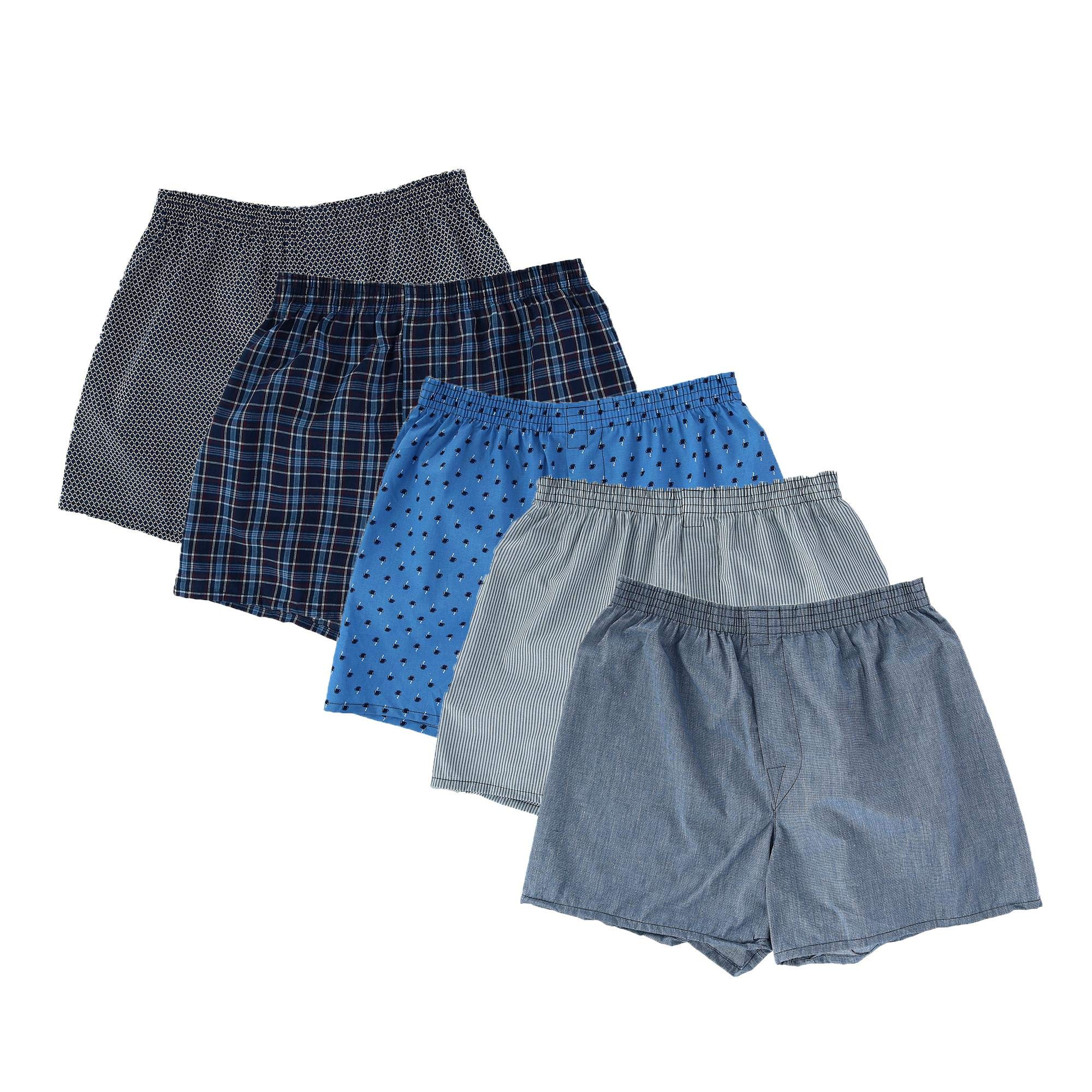 Fruit of the Loom Men's Comfortable Woven Tartan Plaid Boxer Briefs Multipack - 3 or 5 Pack Cotton Underwear for Everyday Wear, Work & Sleep