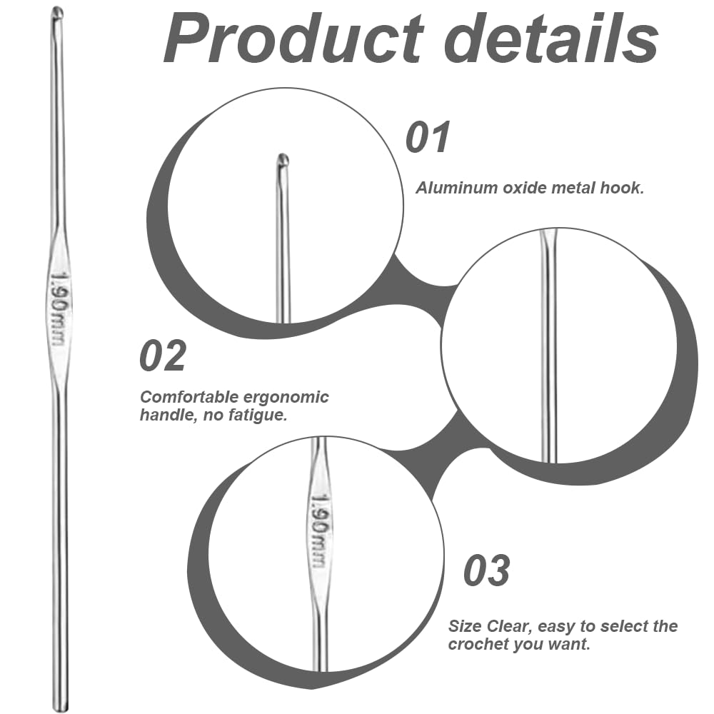 4 Pcs Stainless Steel Crochet Hooks Set - Ergonomic Knitting Needles for Beginners & Professionals | Perfect for Yarn Crafts, DIY Projects & Handmade Gifts