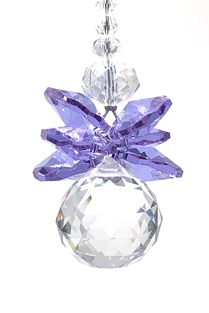 Archangel Zadkiel Crystal Ornament - Car Mirror Charm & Suncatcher for Protection | Rainbow Maker Guardian Angel Decor for Windows, Home, and Gifts