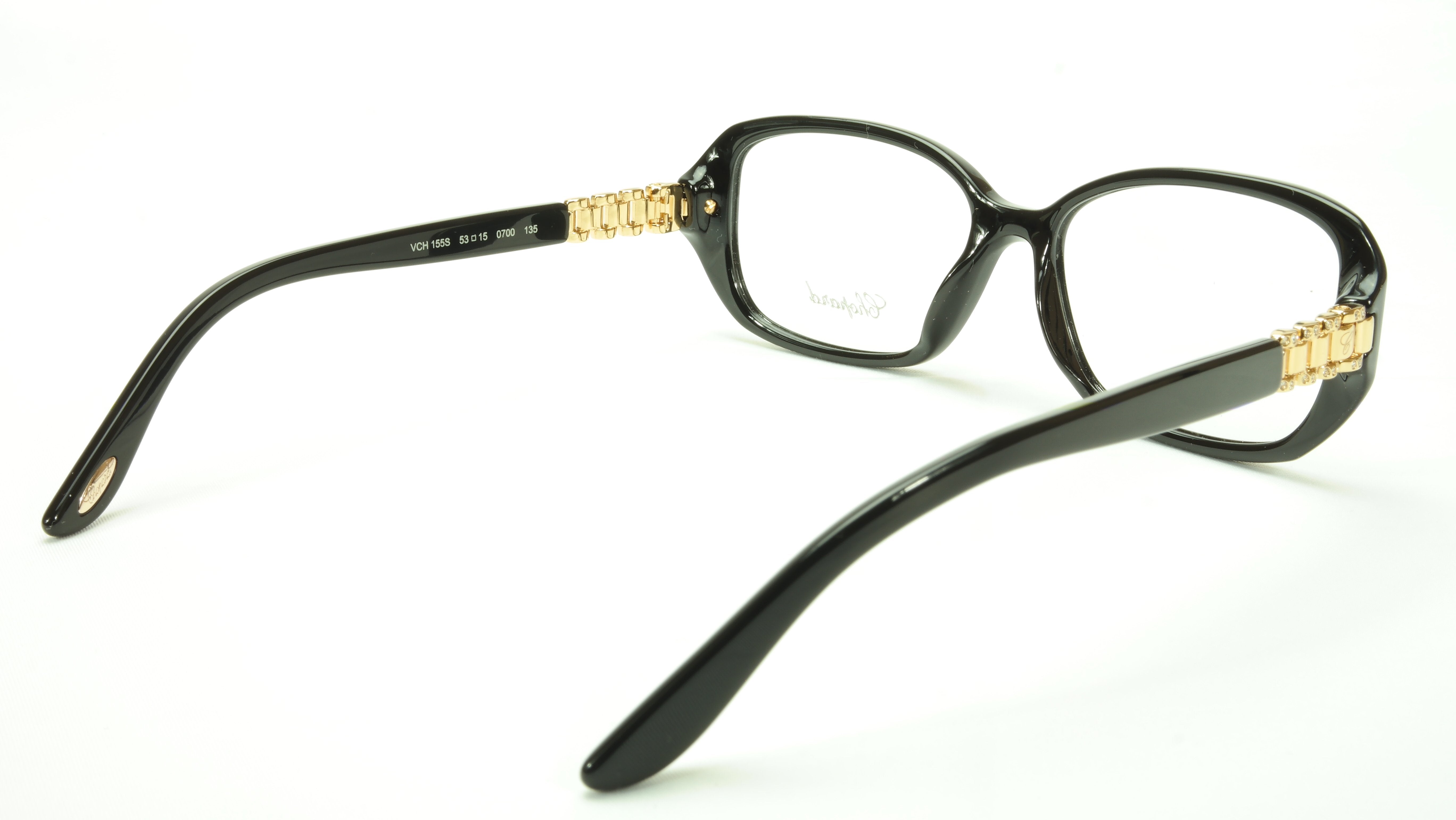 Chopard VCH 155S 0700 Acetate Eyeglasses Frame - Black & Gold Italian-Made (53-15-135) | Luxury Designer Glasses for Business & Formal Occasions