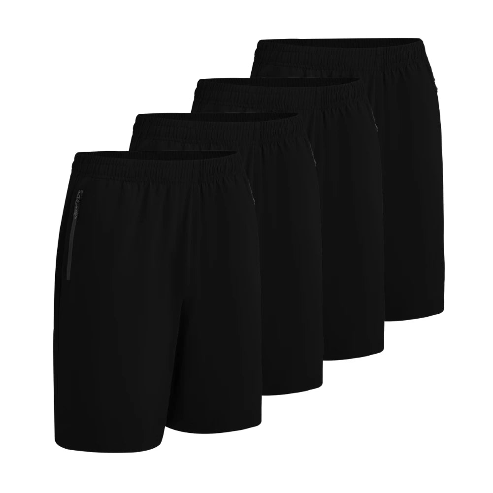4 Pack Men's Comfortable Elastic Waist Shorts with Pockets - Breathable Quick-Dry Casual Workout & Lounge Shorts for Summer Outdoor Activities
