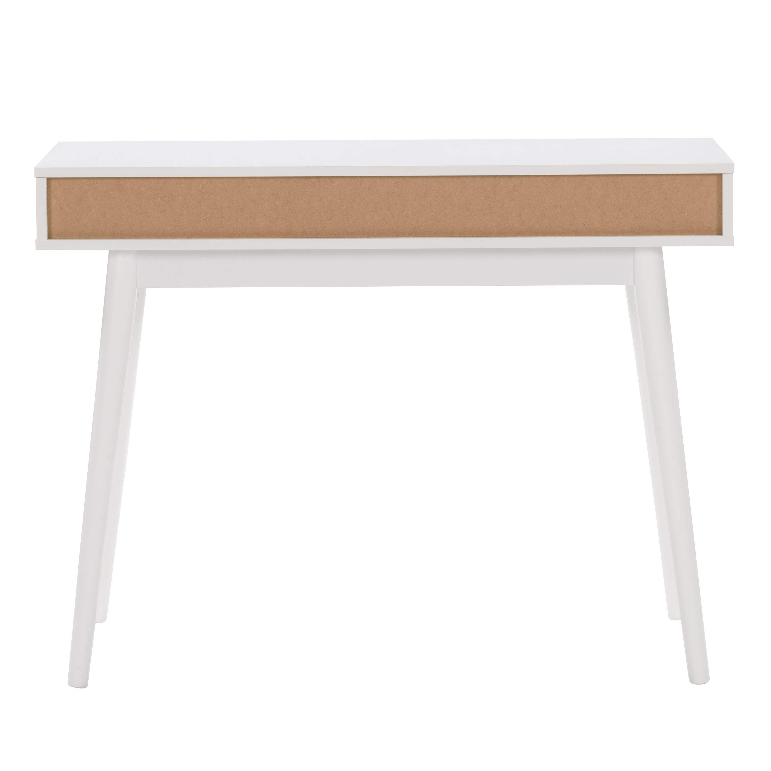 CorLiving Acerra White Engineered Wood Entryway Table with Black & White Accent Drawer - Modern Console Table for Hallway, Foyer & Living Room Decor - Perfect for Entryway Storage & Home Organization