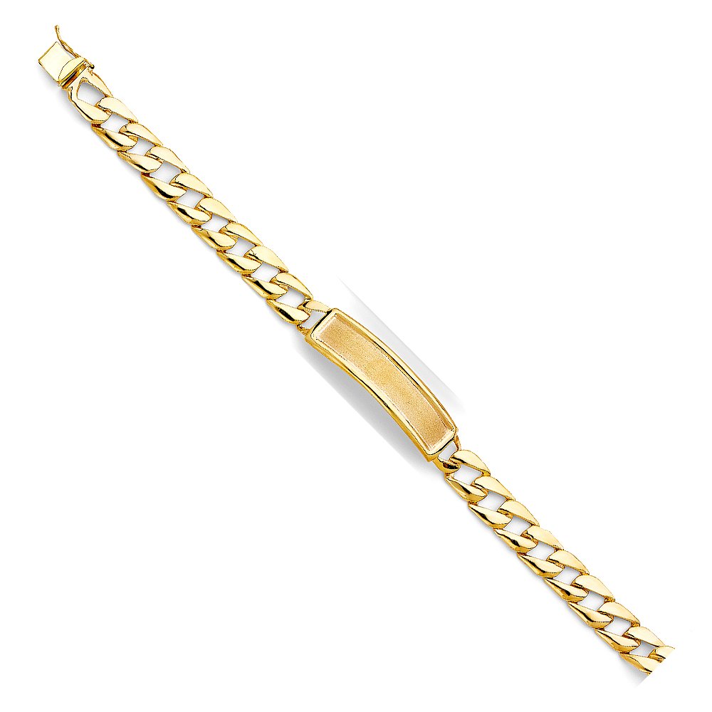 14K Yellow Gold Cuban Link ID Bracelet - 8