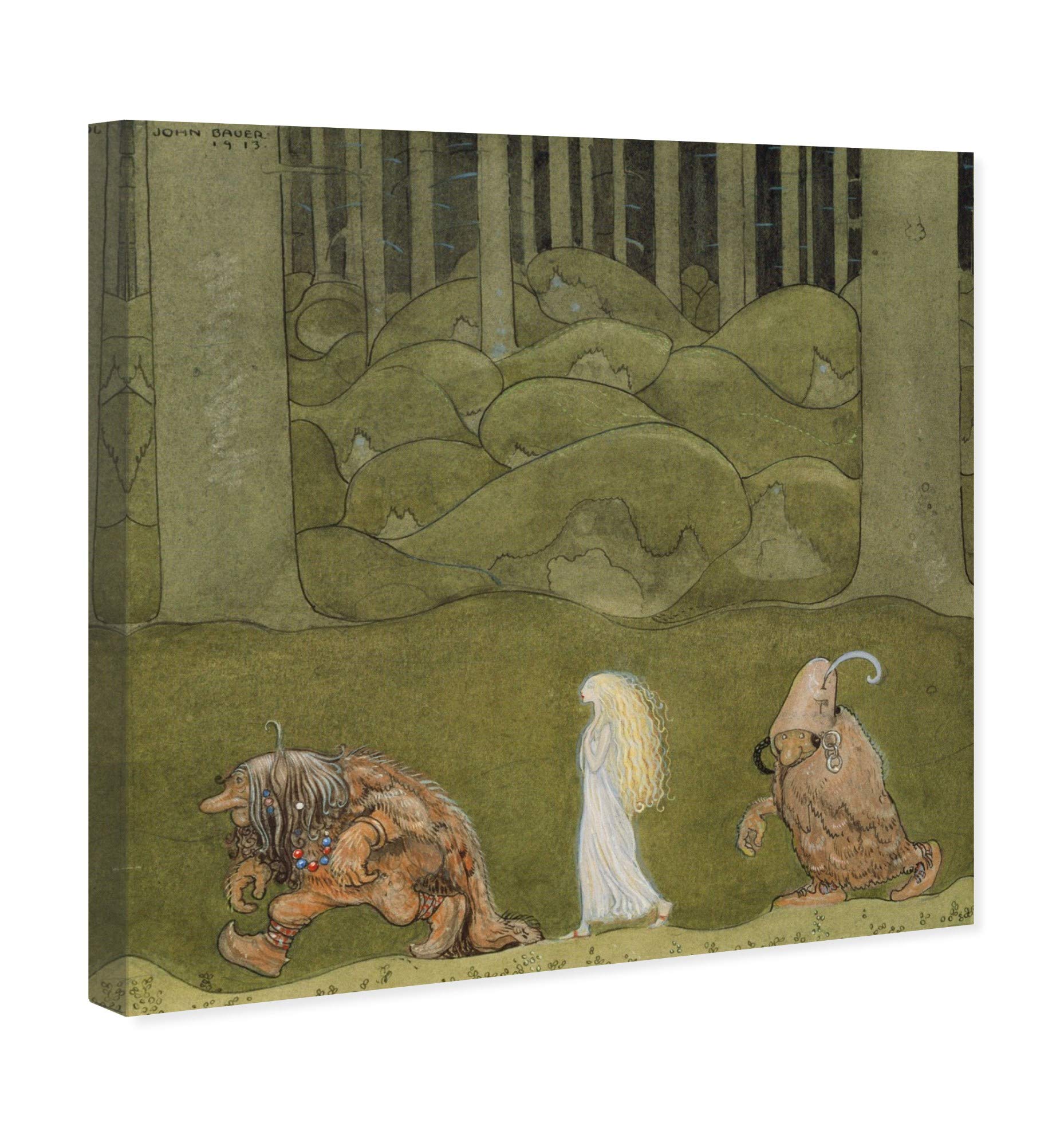 Oliver Gal Artist Co. 'The Princess and Her Friends' Fantasy Wall Art Canvas Print - 30x30 Inch Kids Room Decor in Green & Brown | Perfect for Nursery, Bedroom & Playroom Decorations