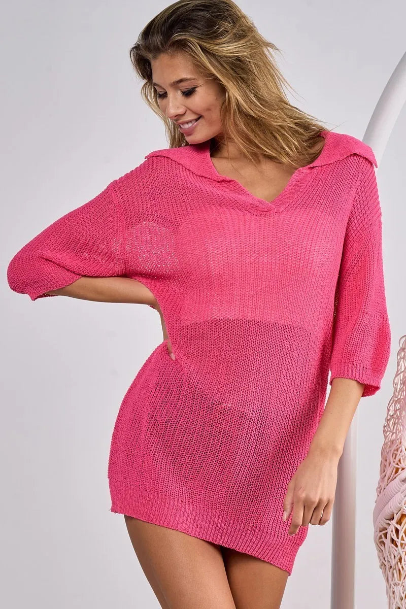 BiBi Women's Short Sleeve Collared Knit Top - Casual Button Down Shirt for Office Wear & Spring Outfits