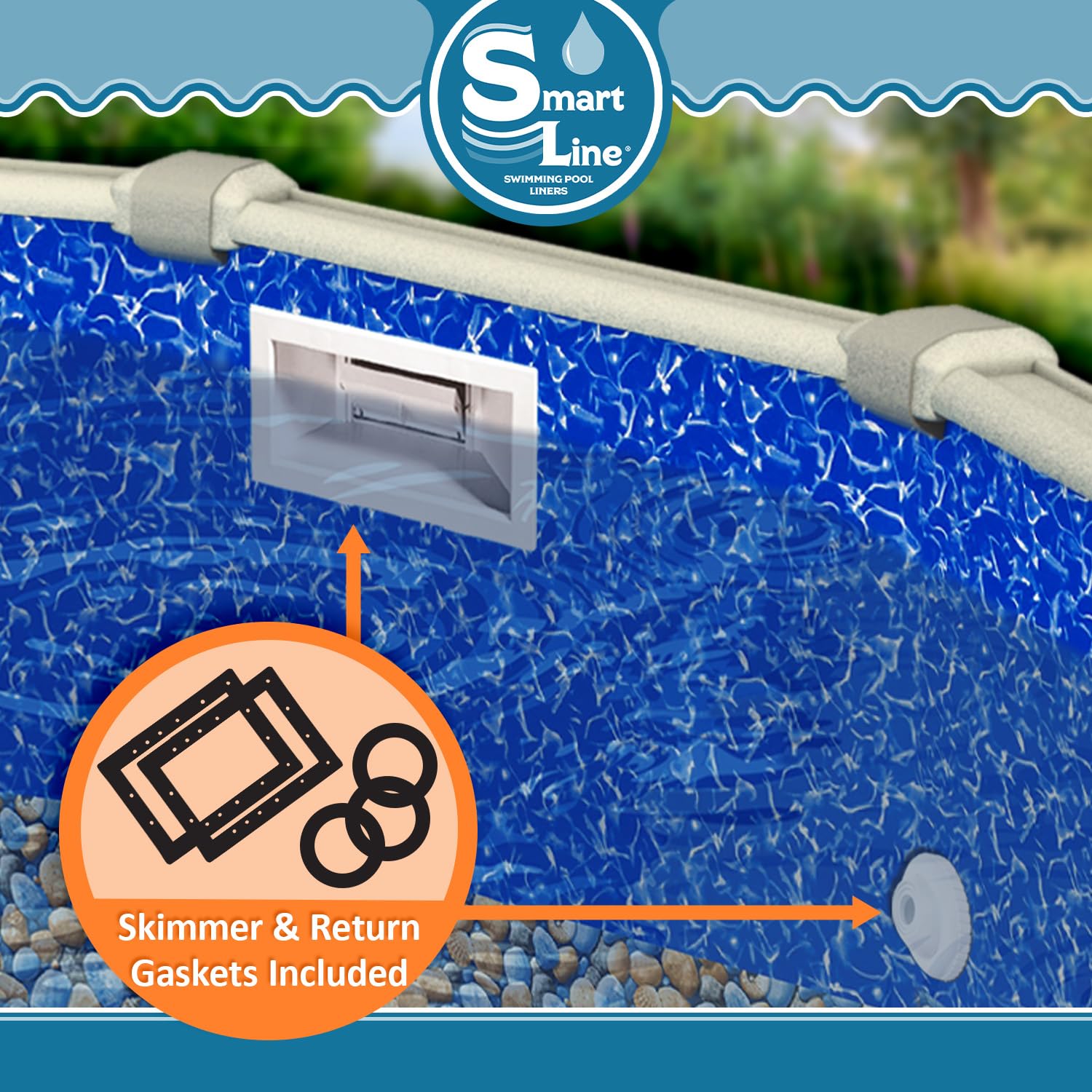 Smartline 10 ft x 15 ft Oval Swimming Pool Liner - Heavy Duty 25 Gauge Virgin Vinyl for Steel Sided Above Ground Pools | Overlap Style | 48-52 Inch Wall Height | Perfect for Backyard Summer Fun, Family Gatherings & Outdoor Relaxation