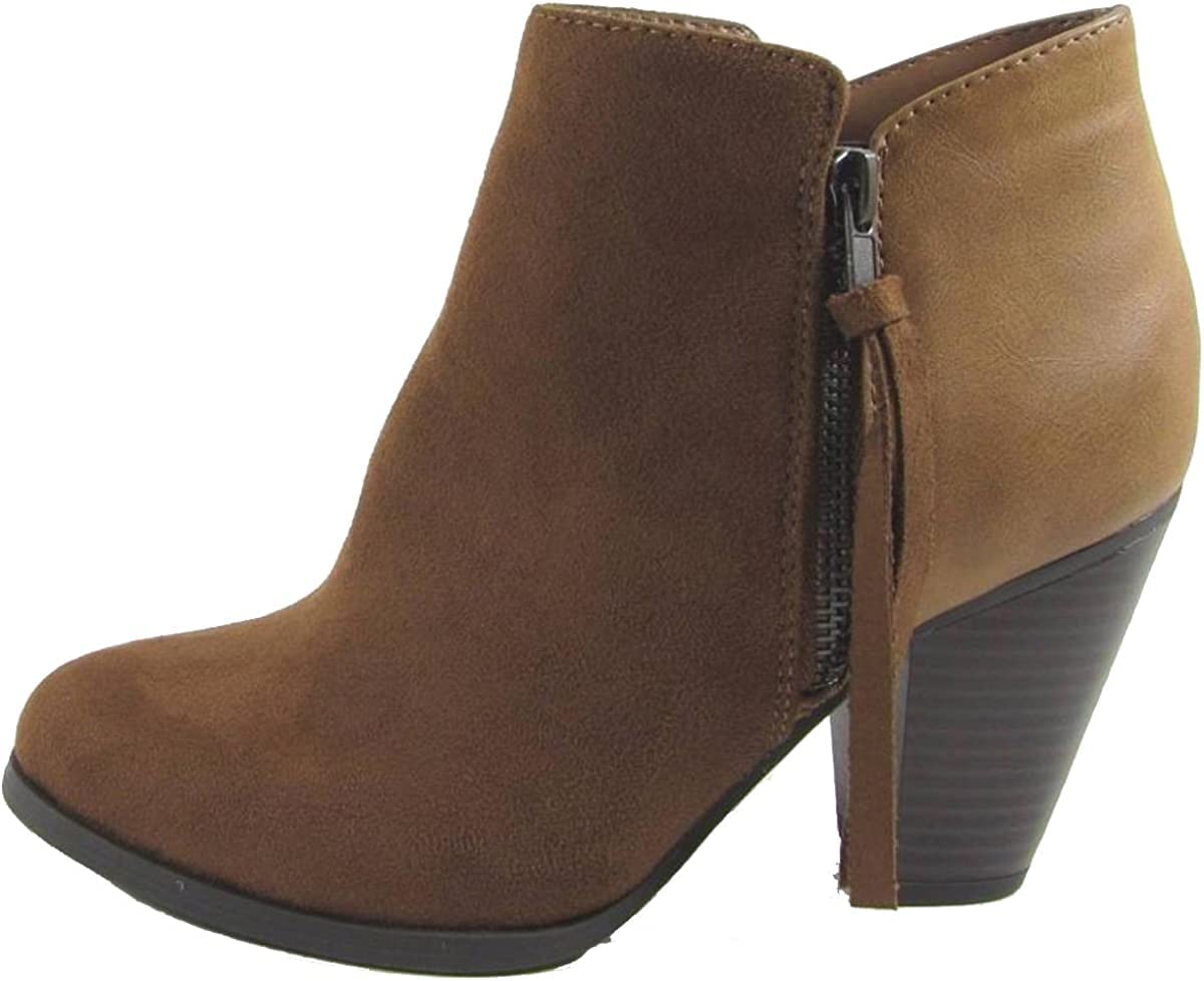 Soda Women's Chunky Heel Booties with Tassel Zip Detail - Stylish Ankle Boots for Casual Outfits, Office Wear & Night Out