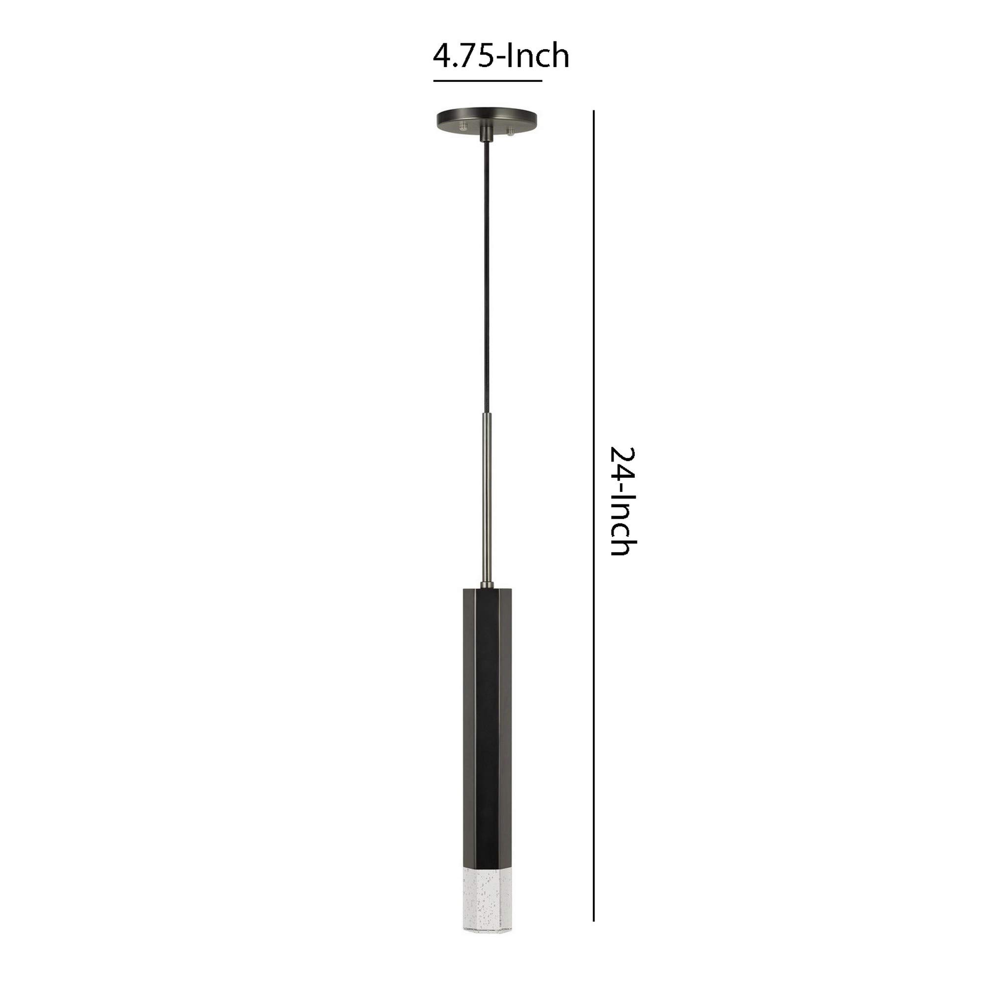 Benjara Black Hexagonal Metal Frame Single LED Pendant Light with Glass Diffuser - Modern Industrial Lighting for Kitchen Island, Dining Room & Bar Counter