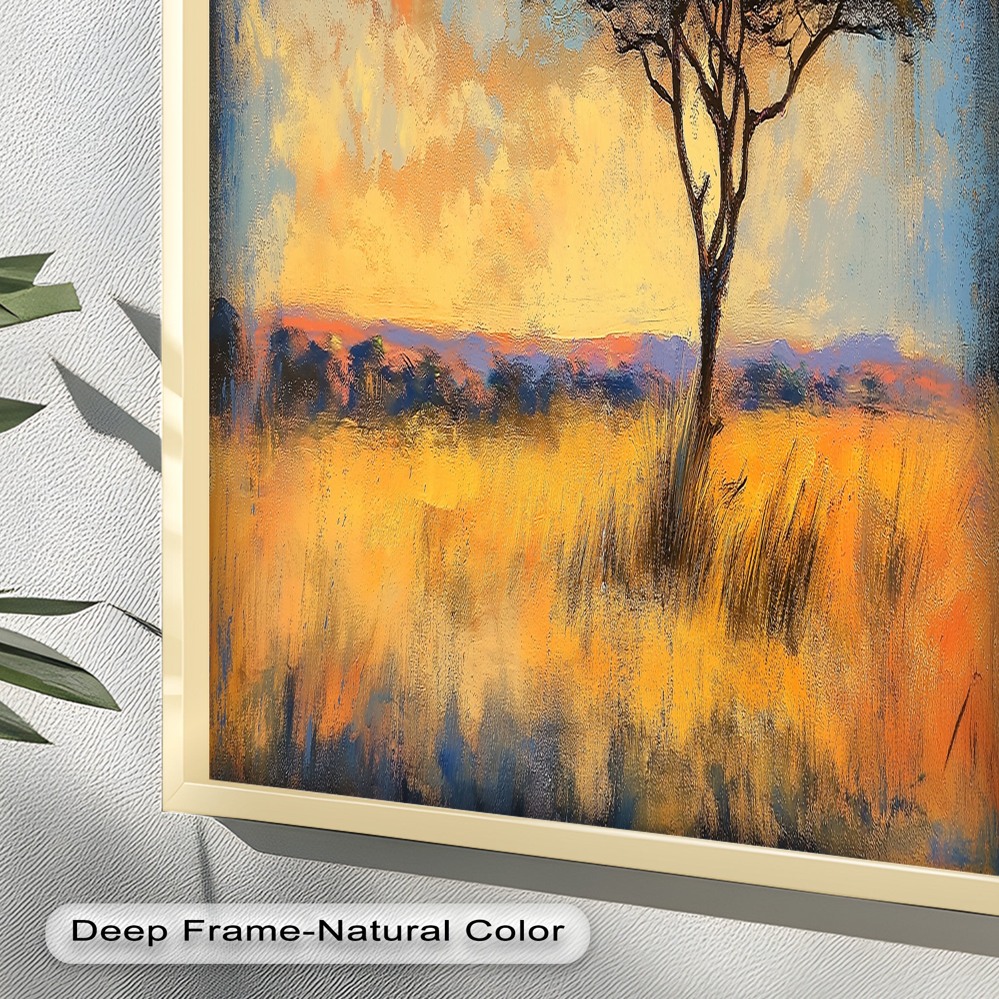 African Savannah Tree Wall Art - Handmade Landscape Oil Painting for Living Room & Bedroom Decor