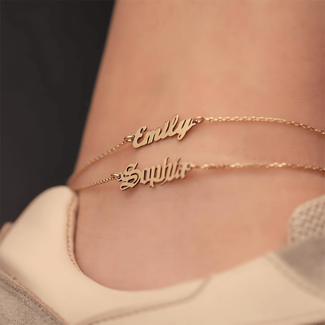 14K Gold Plated Custom Name Anklet Chain - Personalized Adjustable Ankle Bracelet for Women | CXT22 | Perfect for Gifts, Beach Wear & Everyday Fashion
