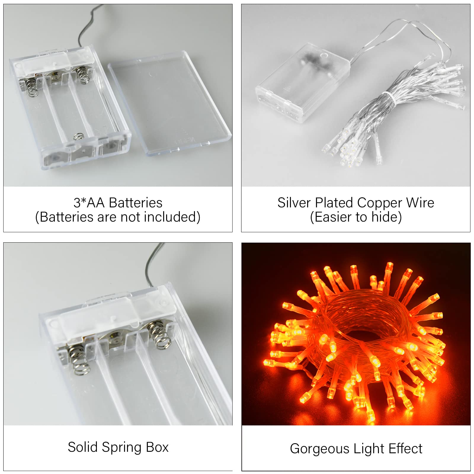 Dalugo 10ft Orange Fairy Lights - 30 LED Battery Operated String Lights with Timer for Halloween & Autumn Decor | Indoor & Outdoor Use for Parties, Weddings, Home & Garden Decor