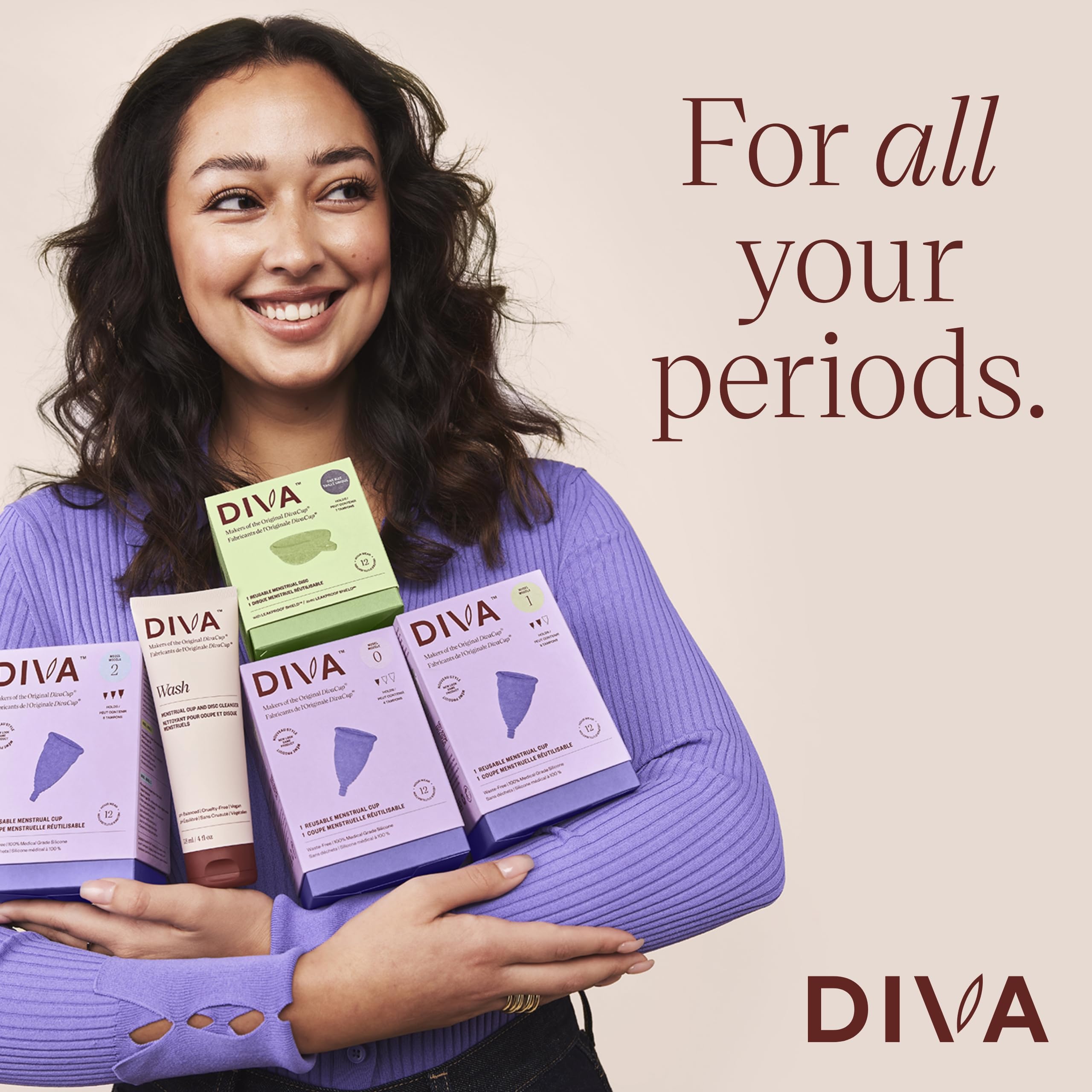 DivaCup Menstrual Cup for Women - Reusable & Leak-Free Period Cup - BPA Free Feminine Hygiene Product with DivaWash Cleanser - Ideal for Active Lifestyles, Travel & Eco-Friendly Period Care