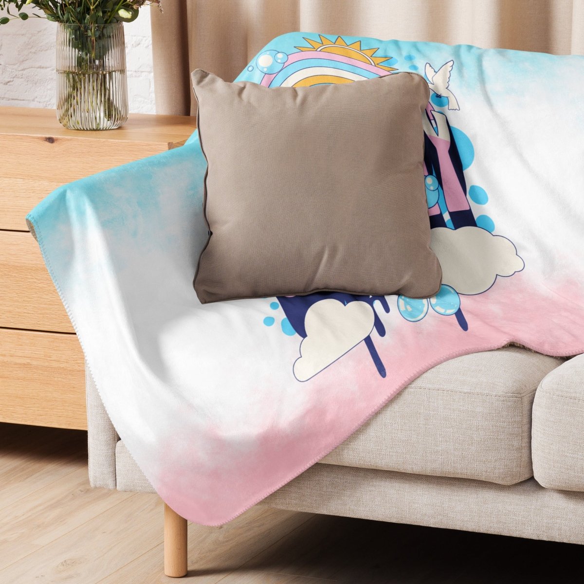 Cozy Sherpa Blanket for Adults - Soft & Warm Throw for Couch, Bed, and Travel - Sobriety is Groovy Design