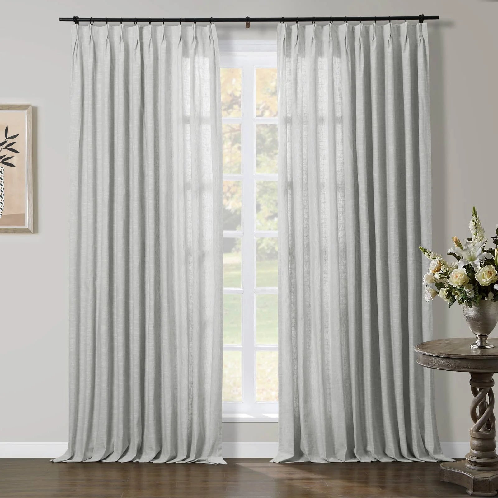 Luxury Linen Cotton Pleated Curtains - Blackout Drapes for Living Room & Bedroom - Elegant Home Decor Window Treatments