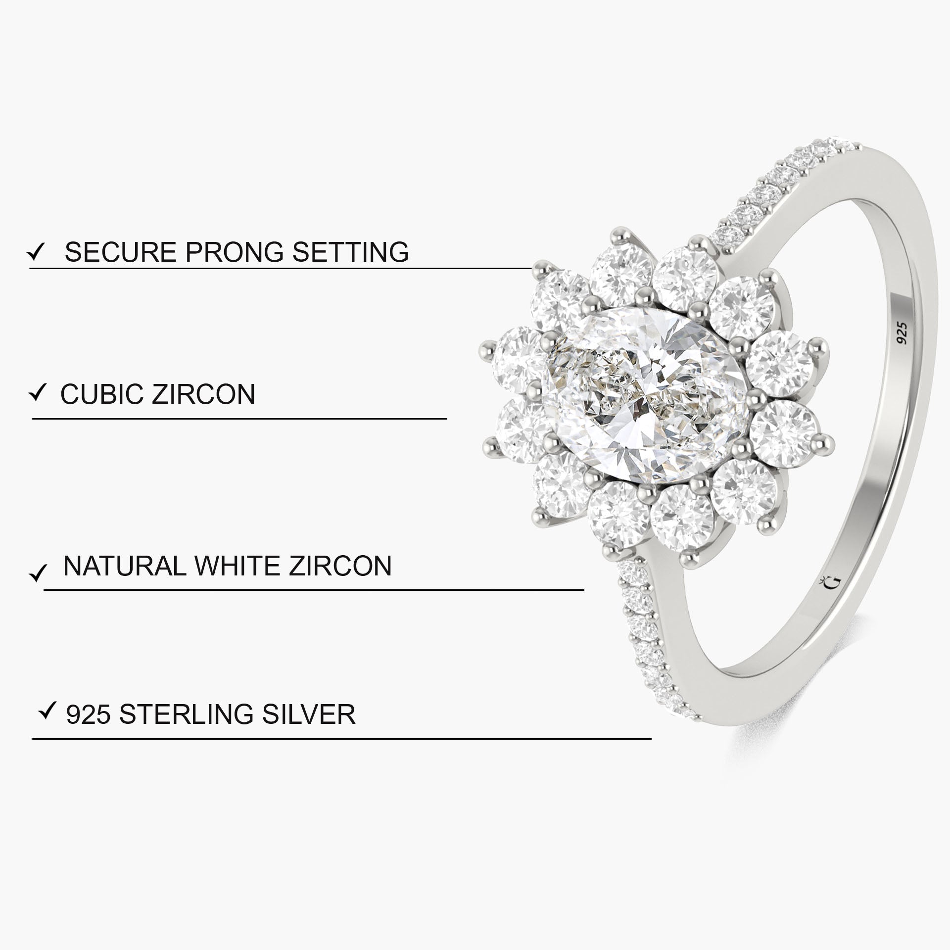 Sparkling Oval Cubic Zirconia Ring - Elegant Unique Design for Women, Perfect for Engagement, Wedding, Anniversary & Special Occasions