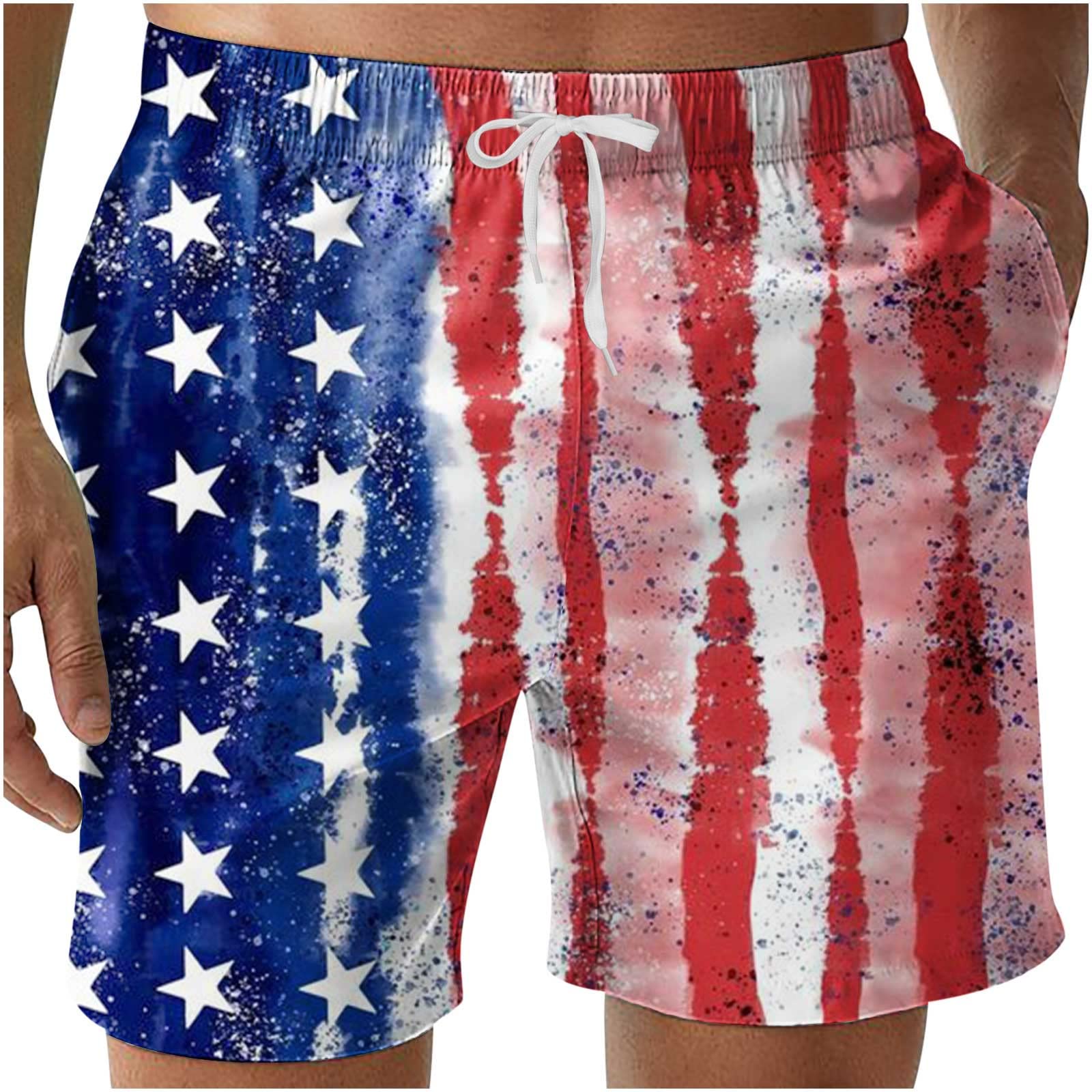 **Men's American Flag Athletic Shorts - Casual Distressed Patriotic Board Shorts for 4th of July, Summer & Beach - Perfect for BBQs, Pool Parties & Outdoor Activities**