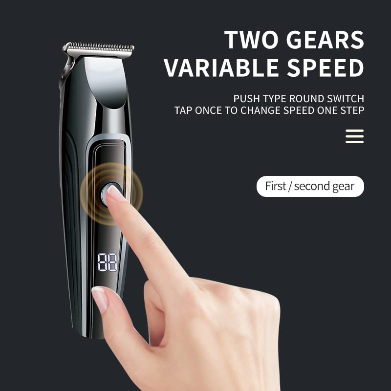 Professional Hair Clippers for Men - Rechargeable Cordless Electric Hair Trimmer with 2 Speed Settings & LED Display - Perfect for Home Barbering, DIY Haircuts, and Beard Grooming (Black)