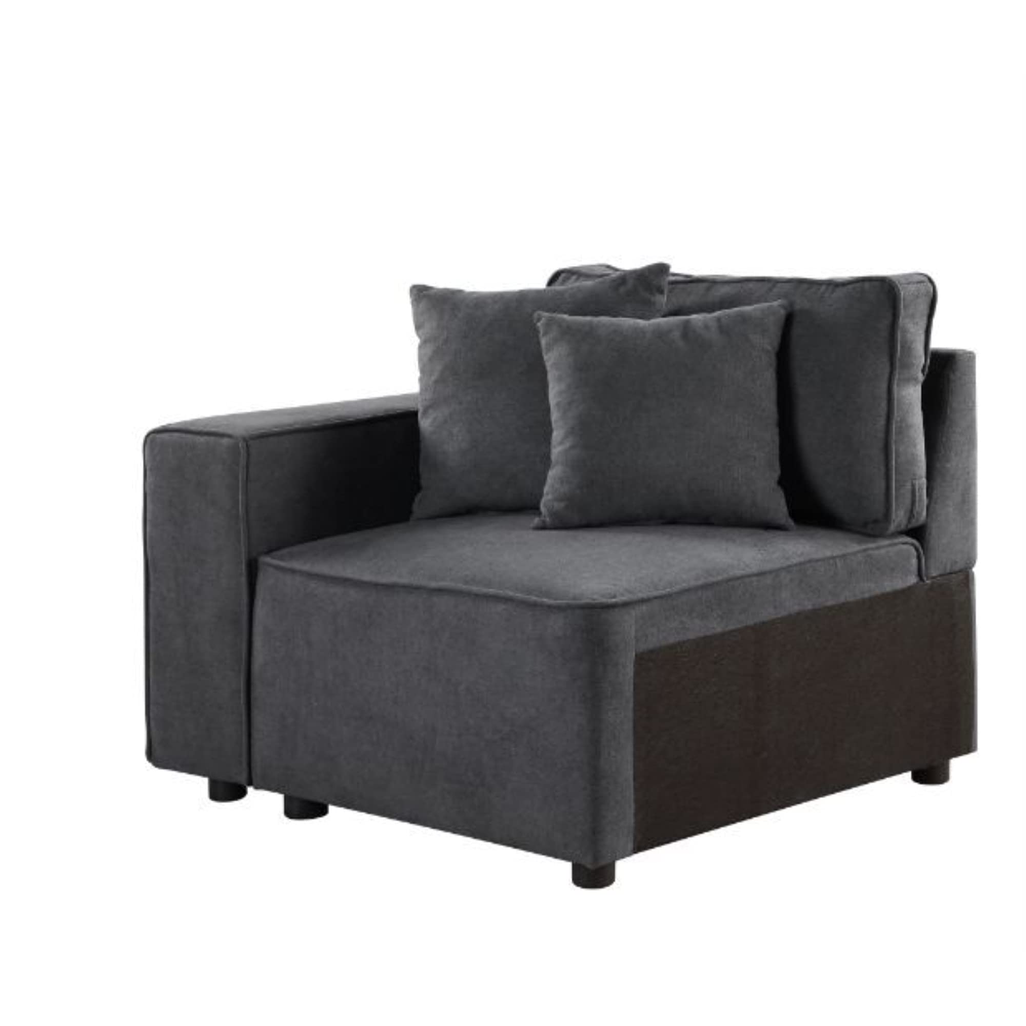 Acme Furniture Silvester Sectional Sofa - Gray Fabric Upholstered Modern Living Room Couch for Home & Office Comfort