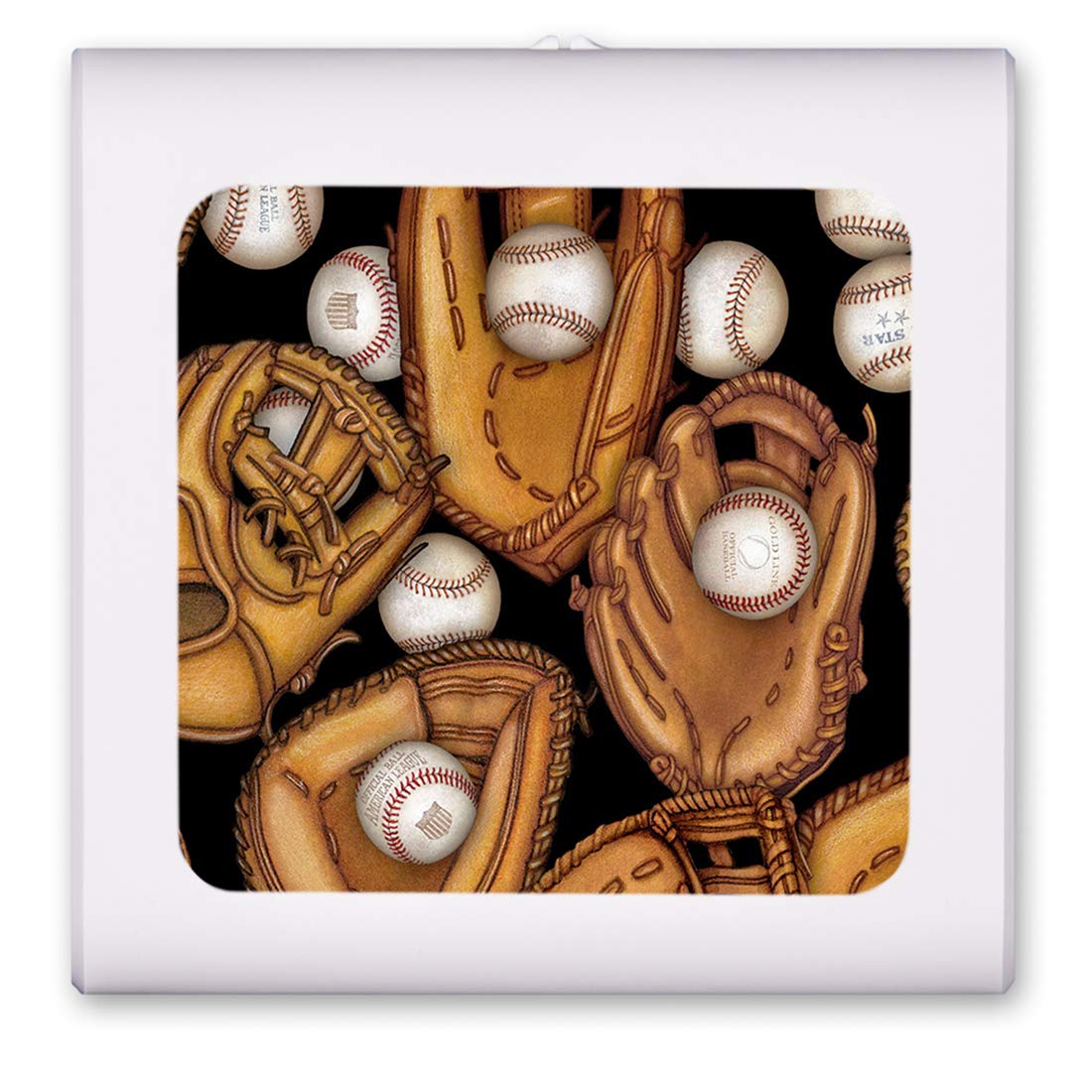 Dimmable LED Night Light with Auto On/Off Sensor - Adjustable Brightness Warm Light for Bathroom, Hallway, Nursery & Bedrooms - Perfect for Safe Nighttime Navigation - Baseball Gloves Design by Dan Morris