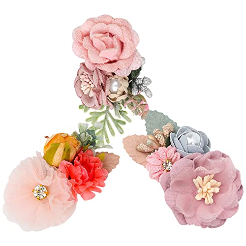 3pcs Floral Hair Barrettes for Toddler Girls - Cute Flower Bow Clips for Kids Hair Accessories | Perfect for Parties, School & Daily Styling