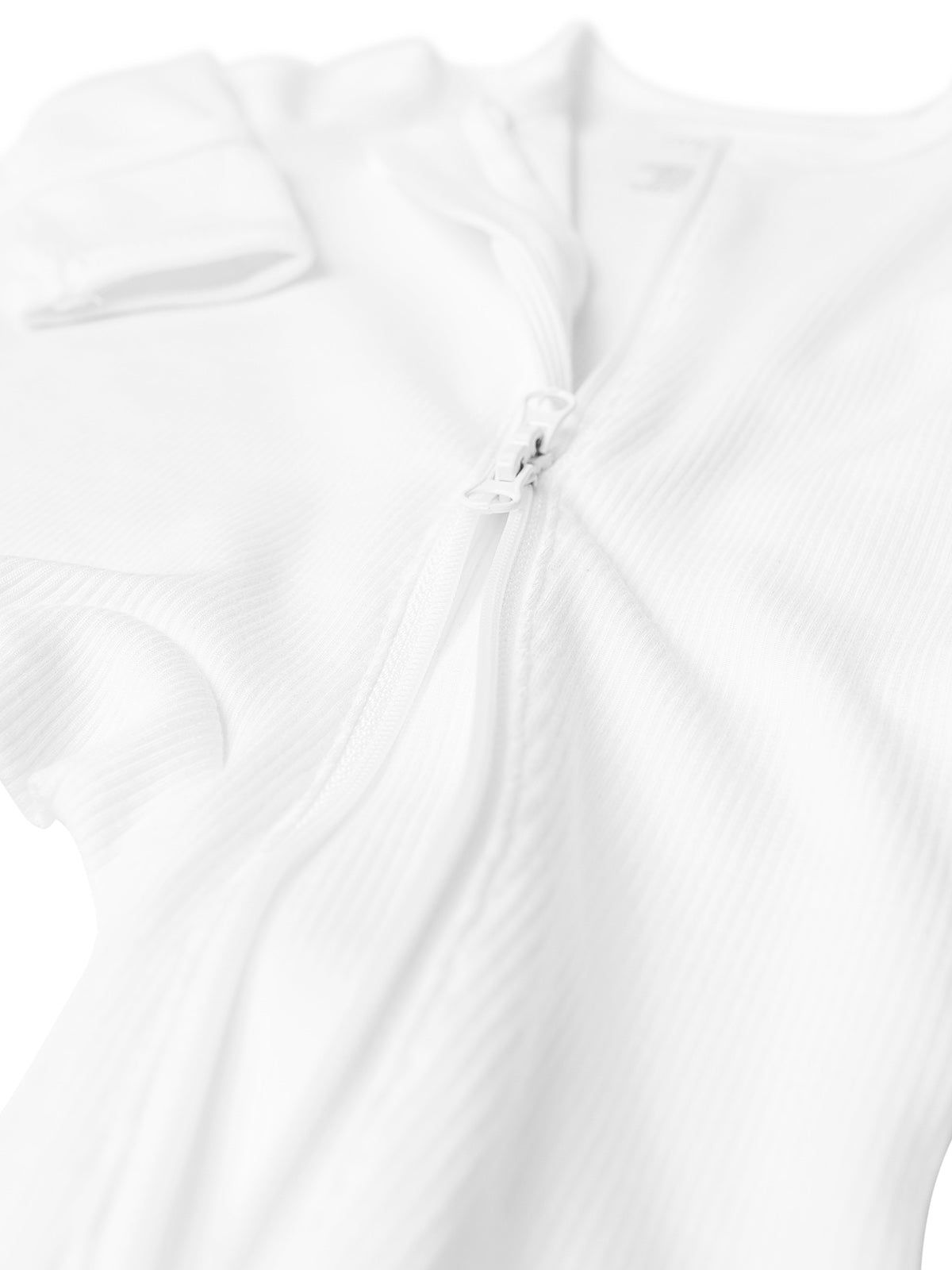 Women's Ribbed 2-Way Zip Romper Jumpsuit - White | Casual & Lounge Wear for Everyday Comfort