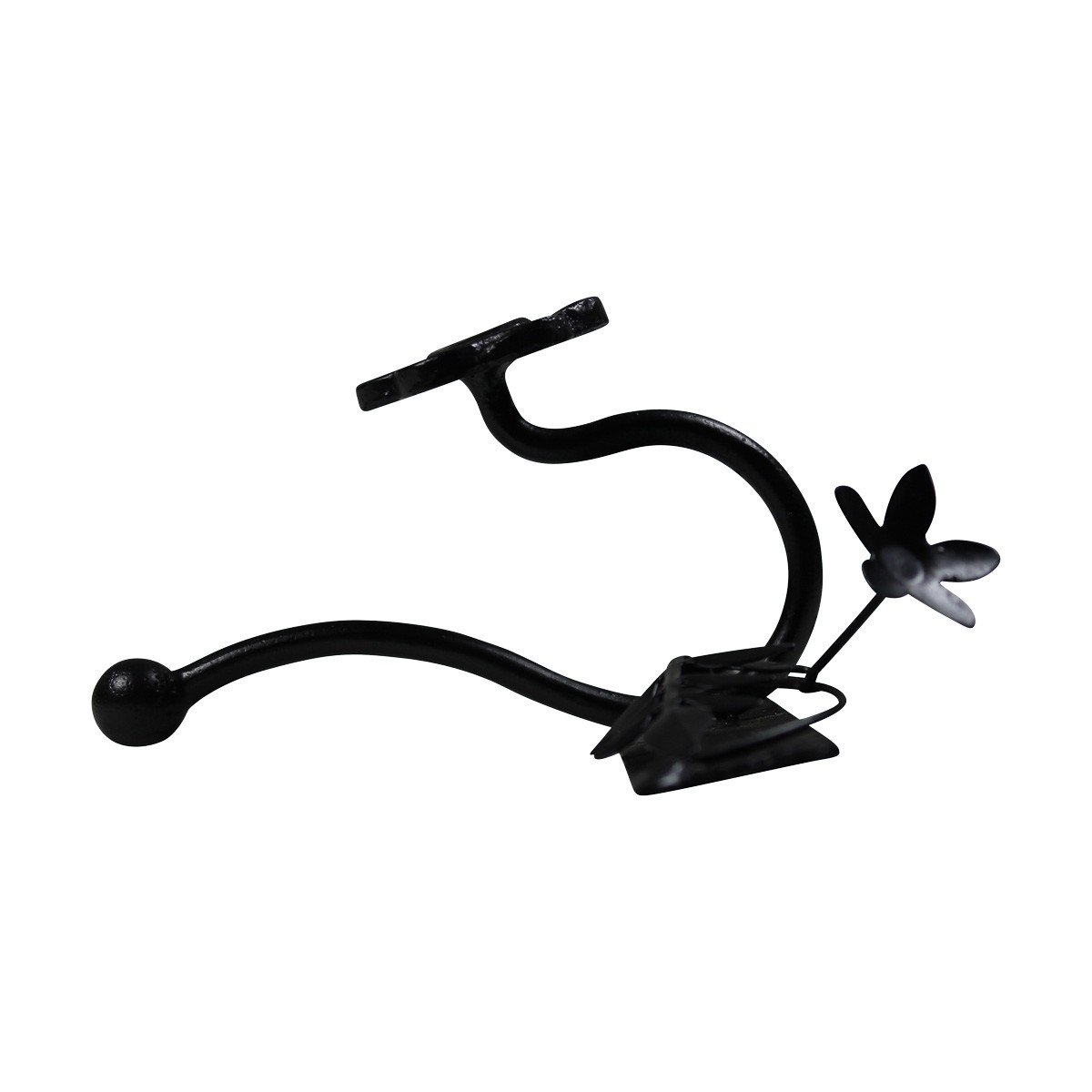 Black Wrought Iron Triple Rail Wall Hooks - 22.3