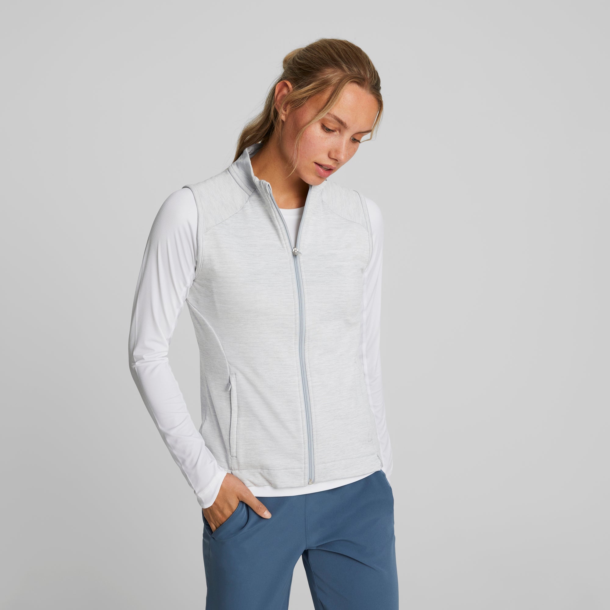 Women's CLOUDSPUN Heather Full Zip Golf Vest - Lightweight Warm Fleece Layering Vest for Outdoor Sports & Casual Wear