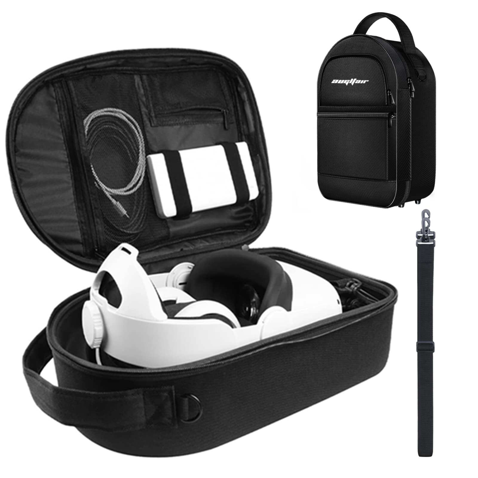 Oculus Quest 2 VR Carrying Case - Hard Protective Storage Bag for Headset, Touch Controllers & Elite Strap Accessories | Durable Travel Case for VR Gaming Gear | Perfect for Home Organization & Portable Protection