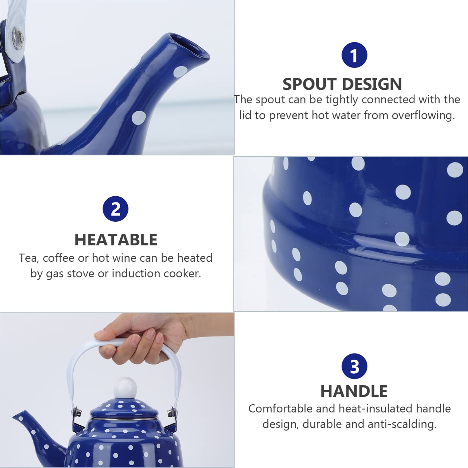 1Pc White Ceramic Enamel Tea Kettle with Handle - Stovetop Safe Teapot for Loose Leaf Tea, Stainless Steel Whistle - Perfect for Home, Office & Camping Use
