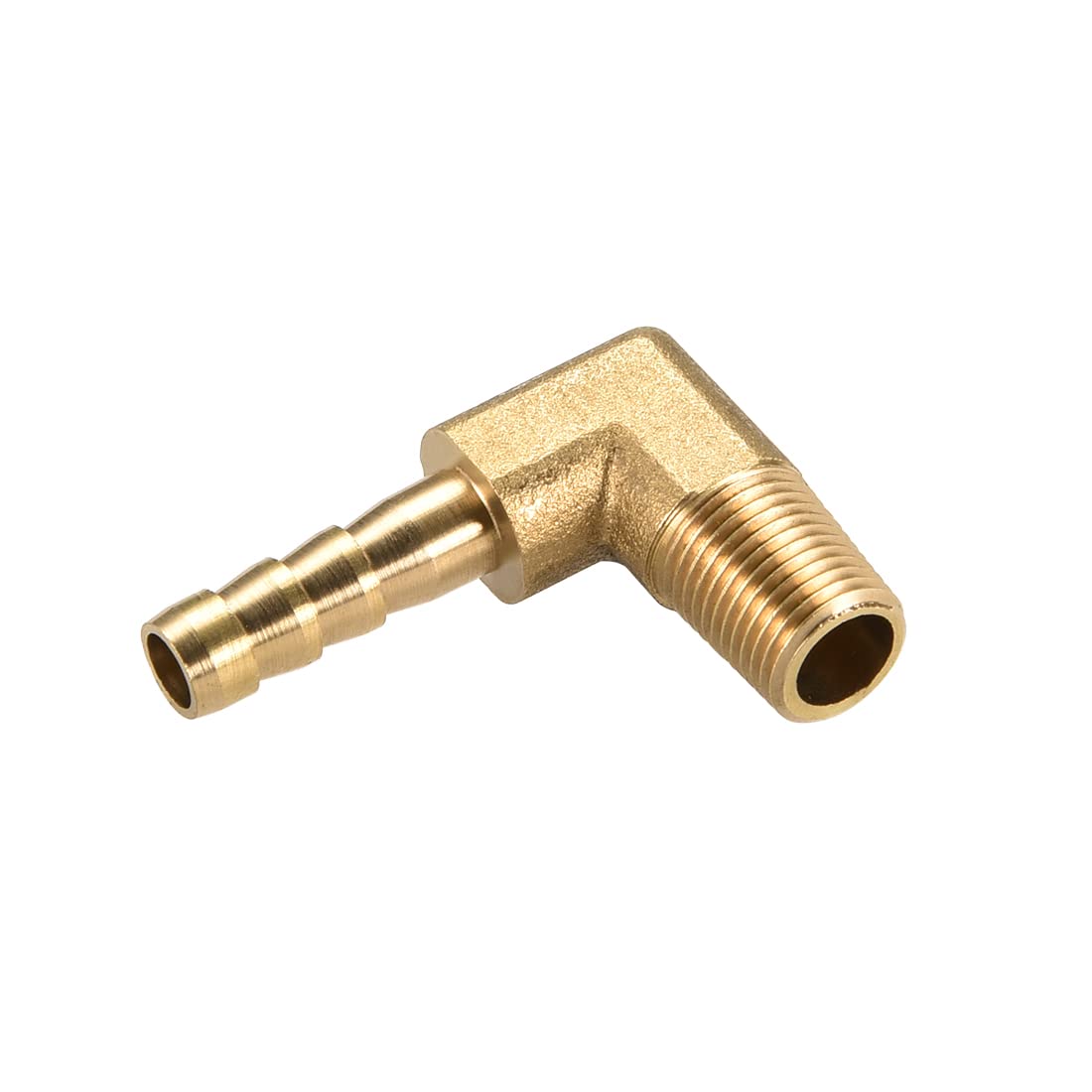 90 Degree Brass Barbed Hose Connector - 6mm Barb x 1/8