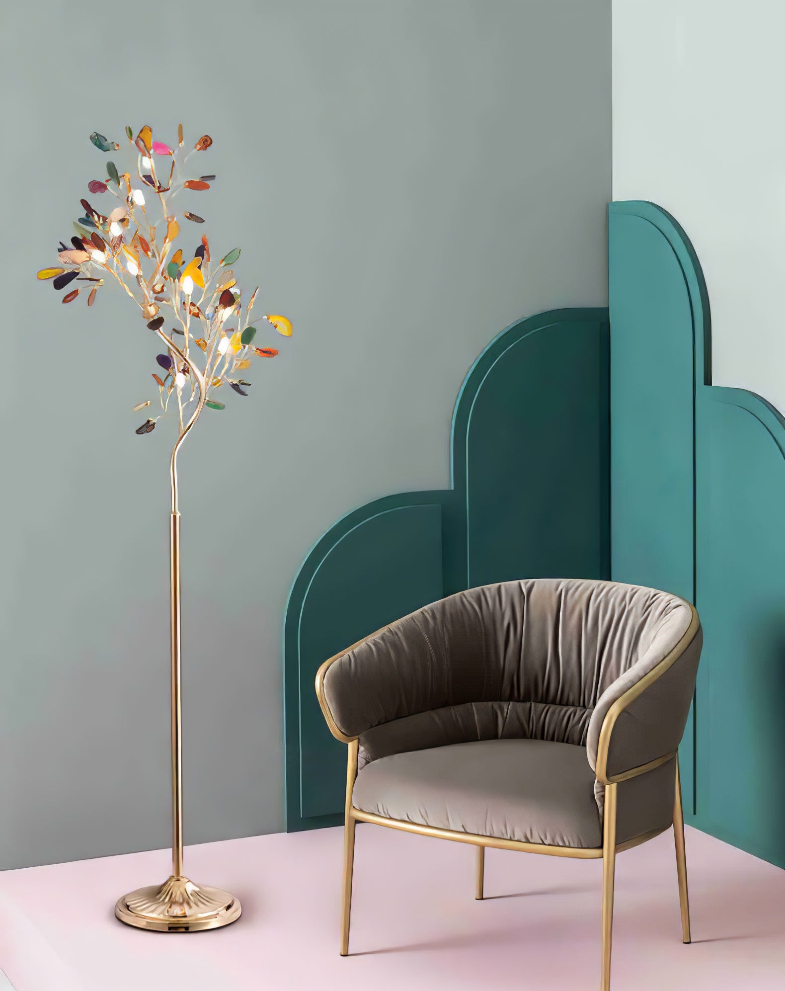 Modern Agate Floor Lamp with Wood Base - Natural Stone Decor for Living Room, Bedroom & Office - Warm Ambient Lighting for Home & Workspace