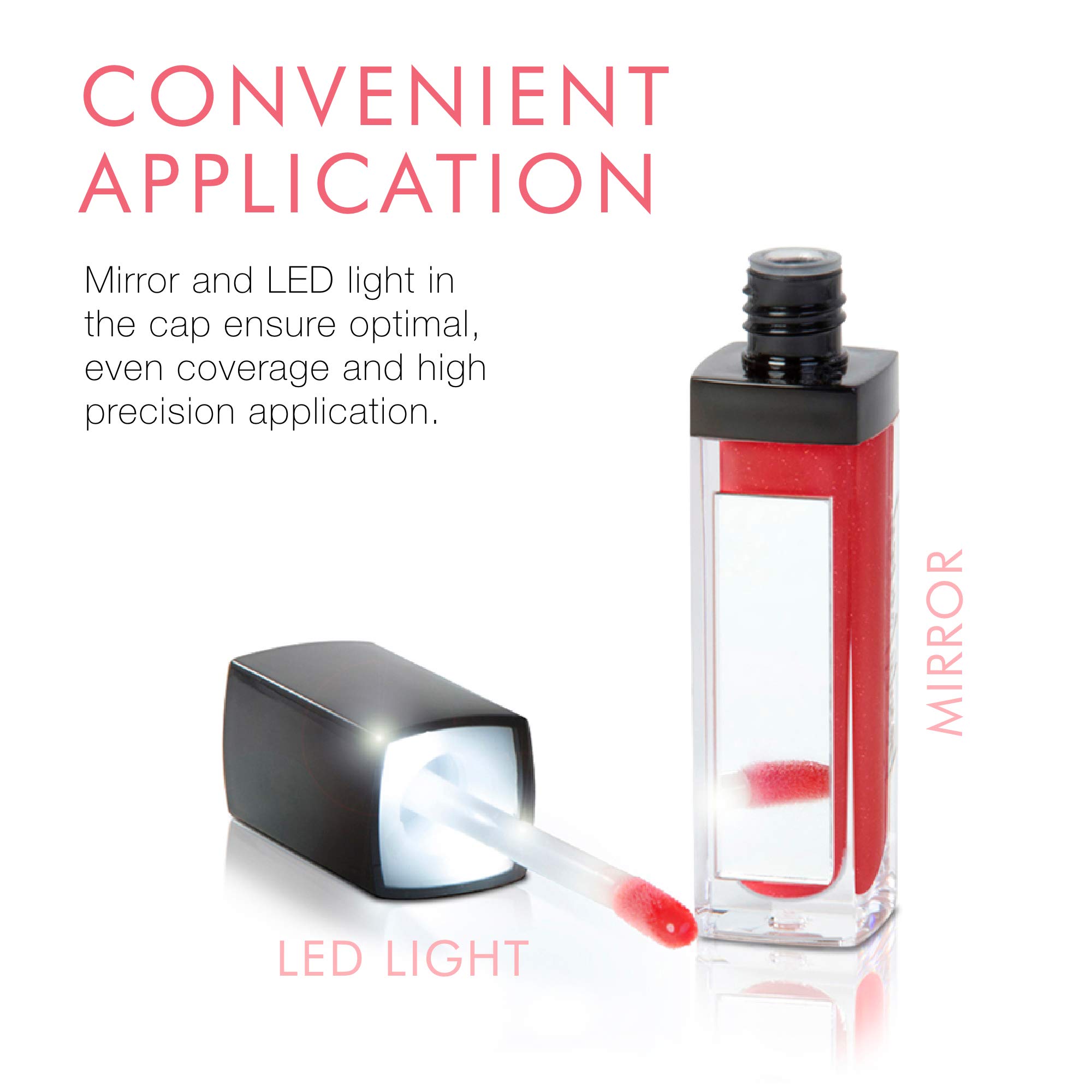 Beauty For Real Lip Gloss + Shine - Light My Fire Opaque Red | Non-Sticky Plumping & Hydrating Lip Gloss with Marine Collagen | Everyday Wear, Mirror in Cap | 0.15 fl oz | Perfect for Date Night, Office & Special Occasions