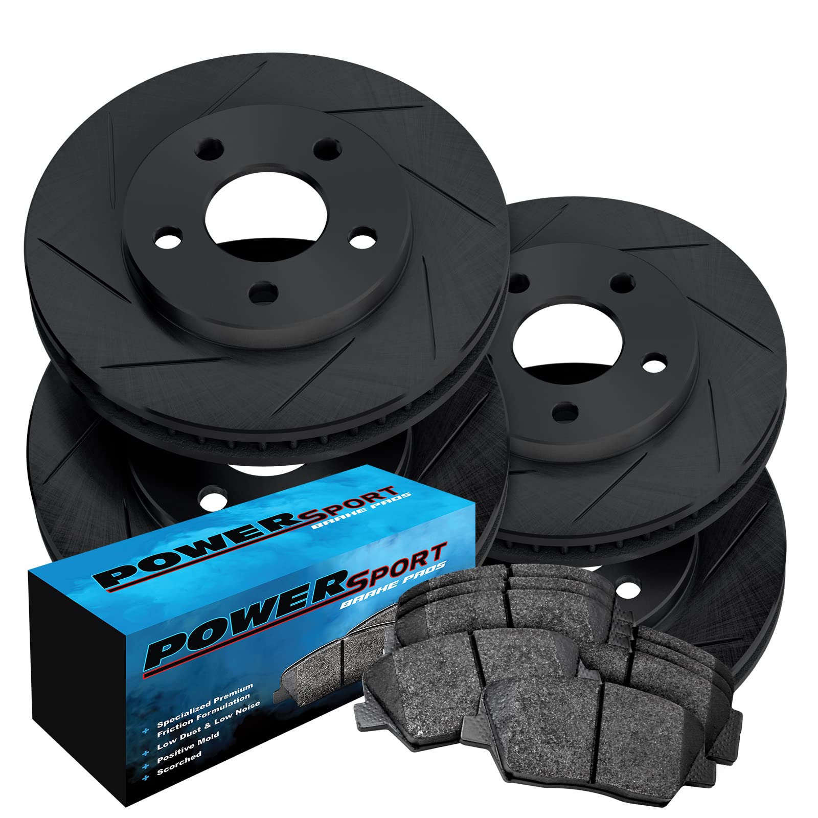 PowerSport Front & Rear Brake Pads and Rotors Kit - Semi-Metallic Brake System for 2004-2009 Cadillac SRX | Perfect for Daily Driving, Highway Commuting & Performance Upgrades