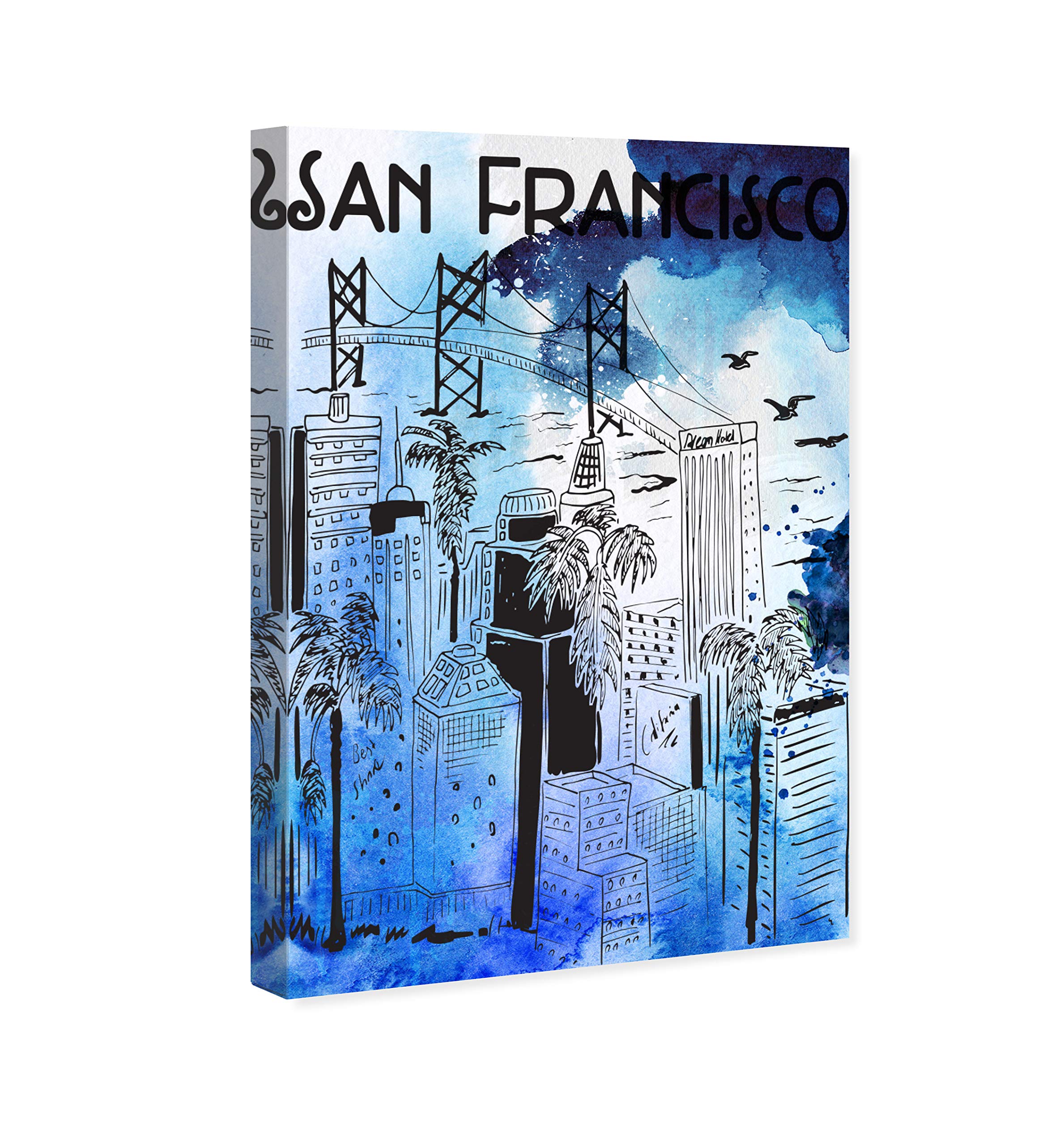 Oliver Gal Artist Co. San Francisco Skyline Wall Art Canvas Print - 20x30 Inches Blue & White Modern Home Decor for Living Room, Bedroom & Office