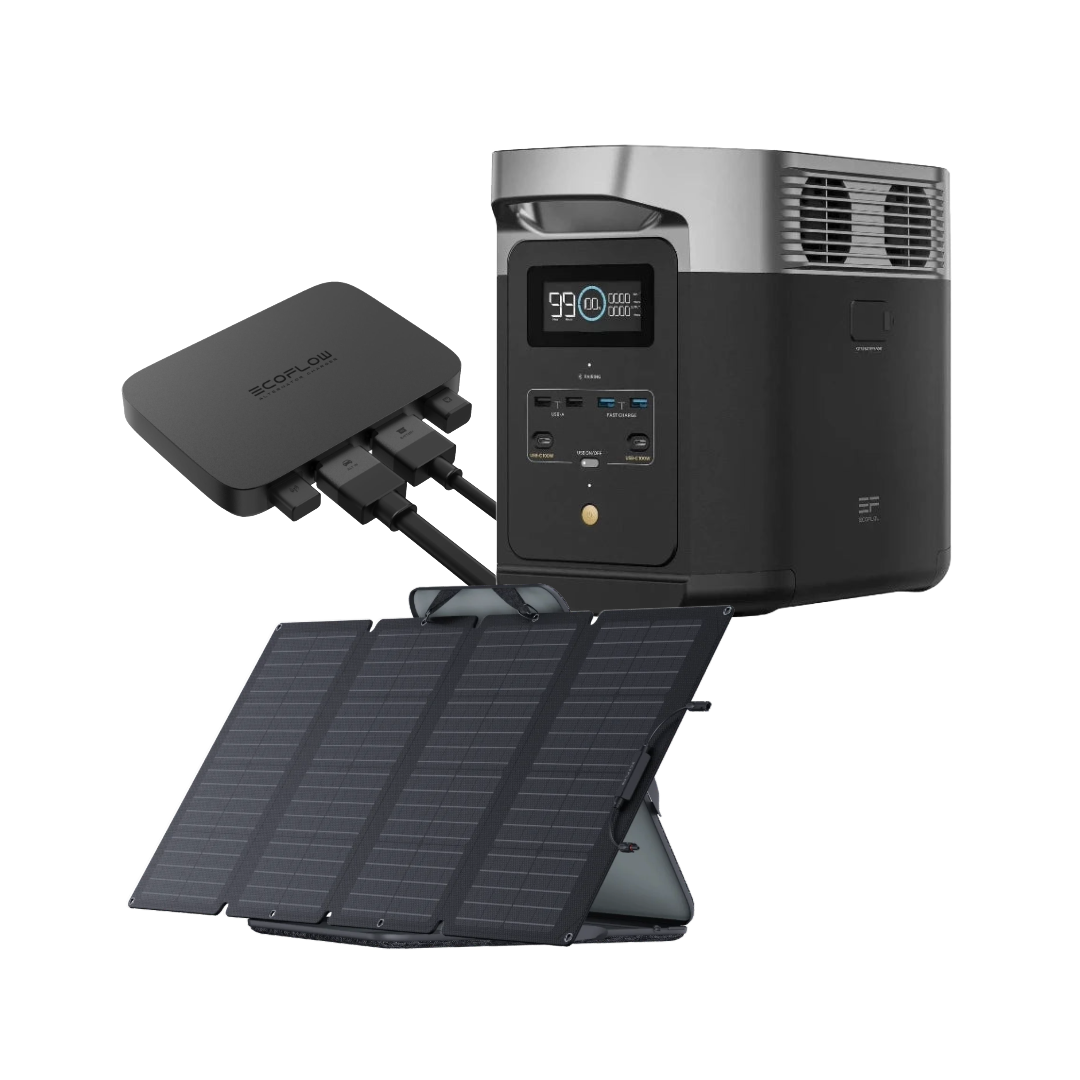 EcoFlow DELTA 2 MAX 2000Wh Portable Power Station with 800W Alternator Charger & 160W Solar Panel - Perfect for Camping, RV Trips, Home Backup and Emergency Power Outages