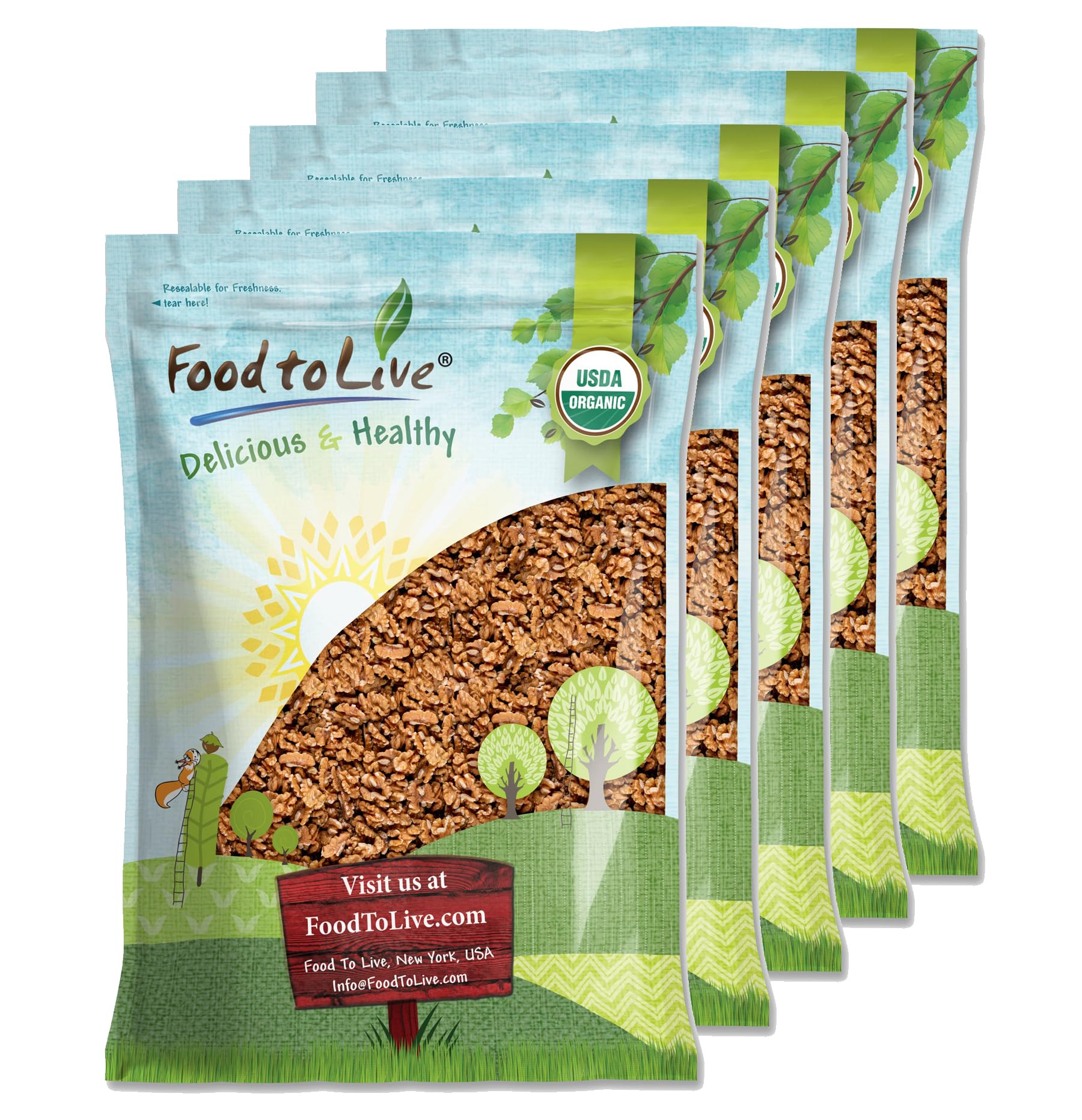 Organic California Walnuts Halves & Pieces - 25lb Bulk Non-GMO, Raw, Unsalted, Shelled, Vegan, Kosher | High in Omega-3 & Protein | Perfect for Baking, Cooking, Salads & Healthy Snacking | Sirtfood Diet Friendly