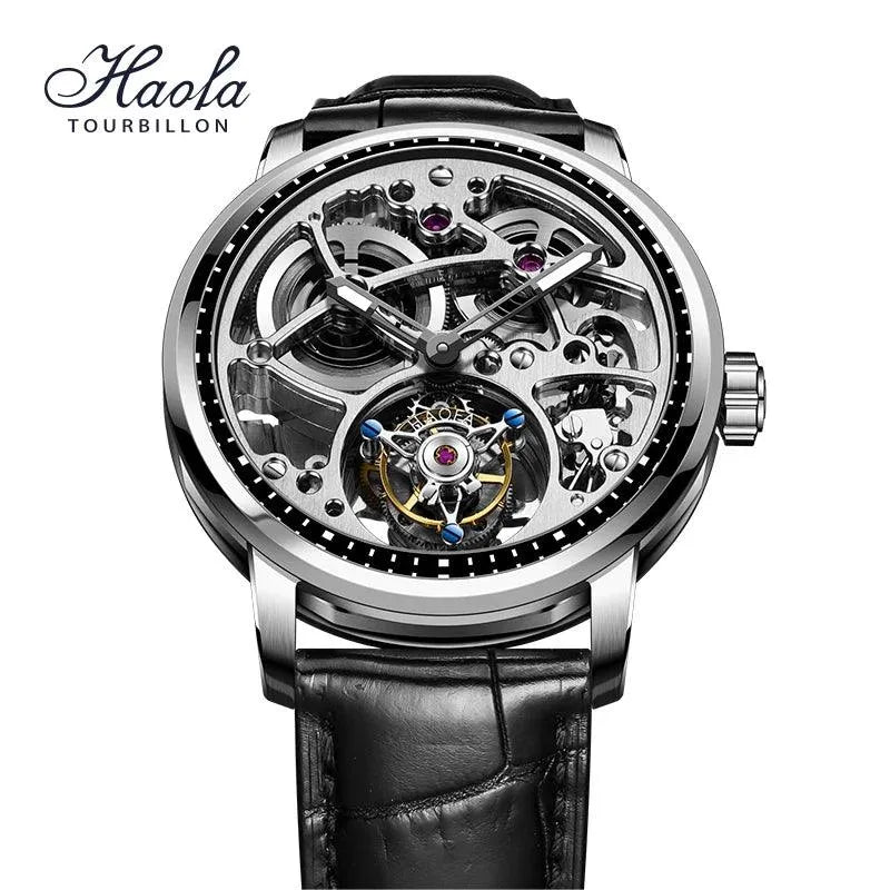 Haofa Genuine Automatic Tourbillon Mechanical Watch for Men - Sapphire Crystal, Hollow Design, Luxury Automatic Movement - Perfect for Business, Formal Events & Gift Giving